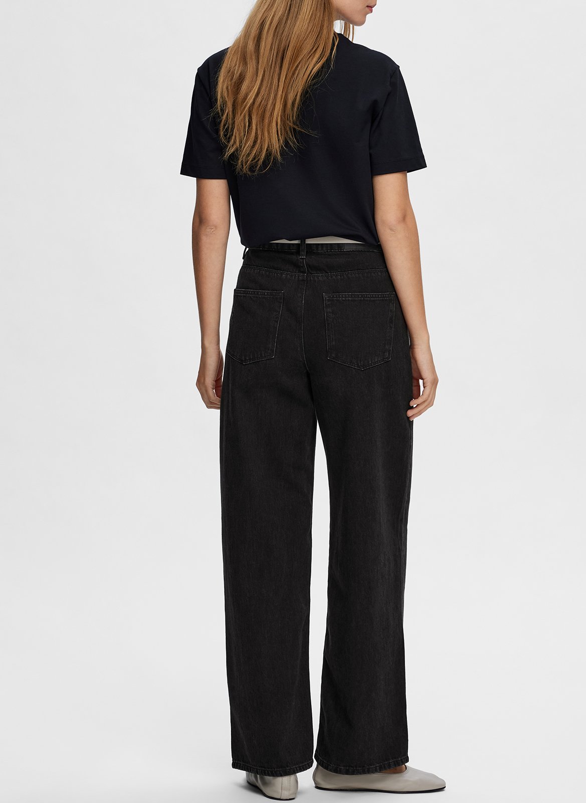 Oversized organic cotton T-shirt SELECTED Black