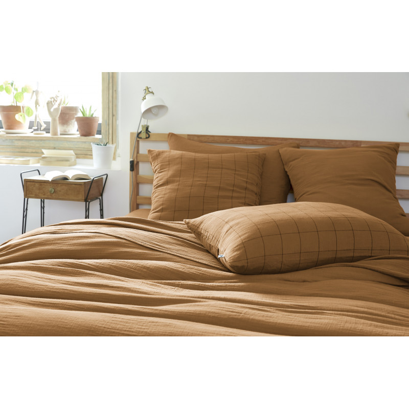 Cotton percale pillow case Brown