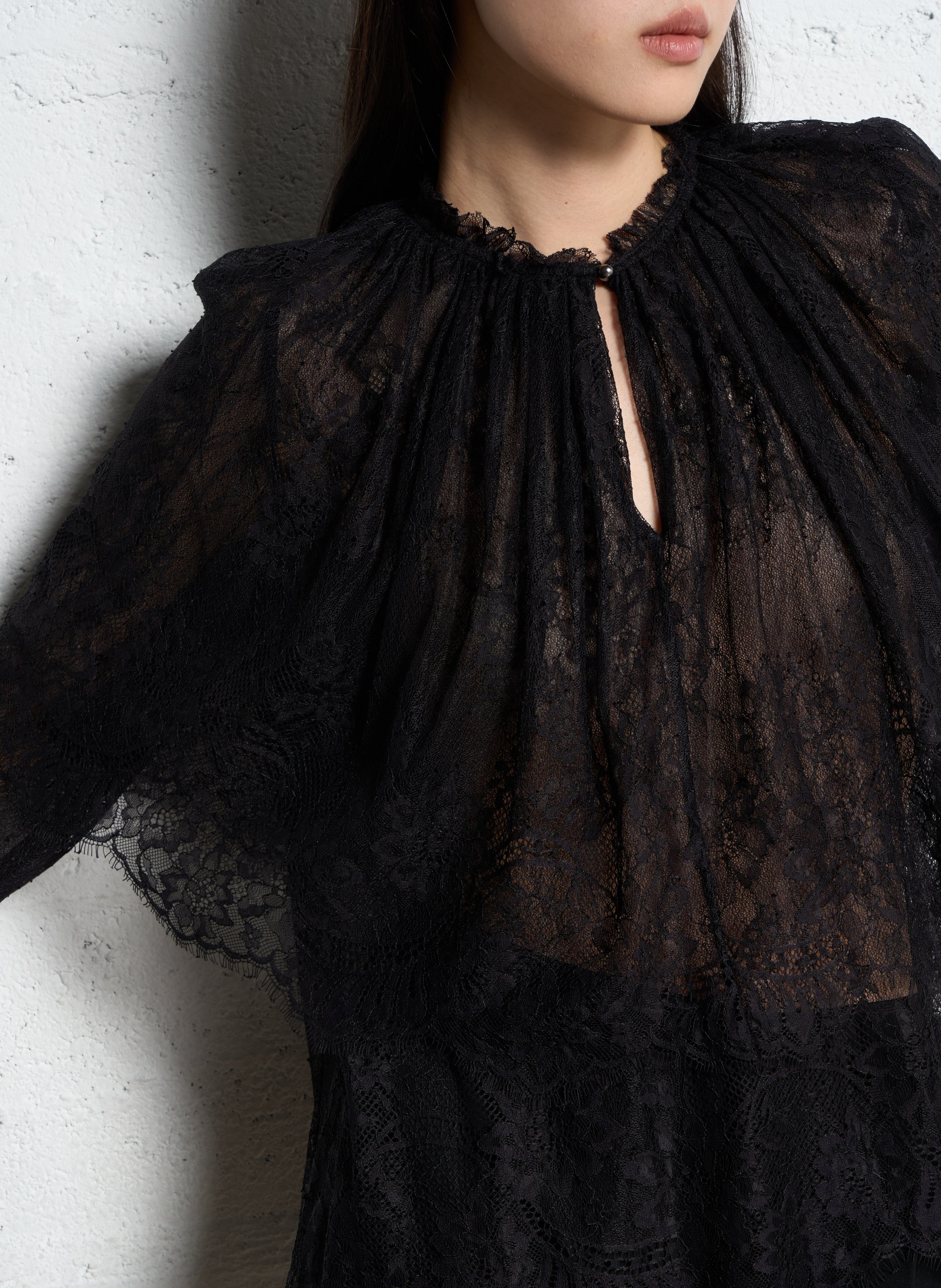 Straight-cut lace top IKKS Black