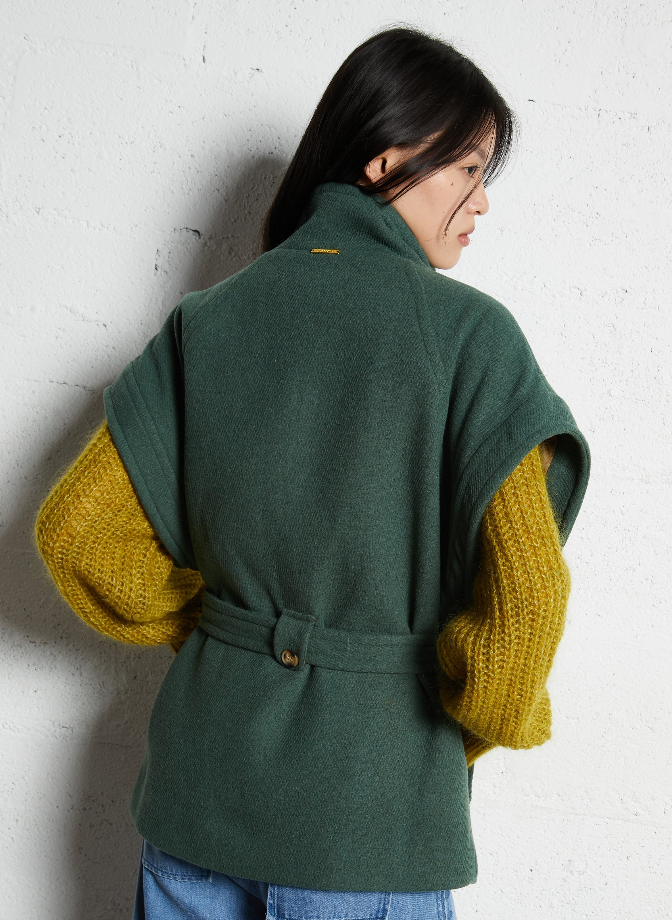 Oversized sleeveless jacket LOUISE MISHA Green