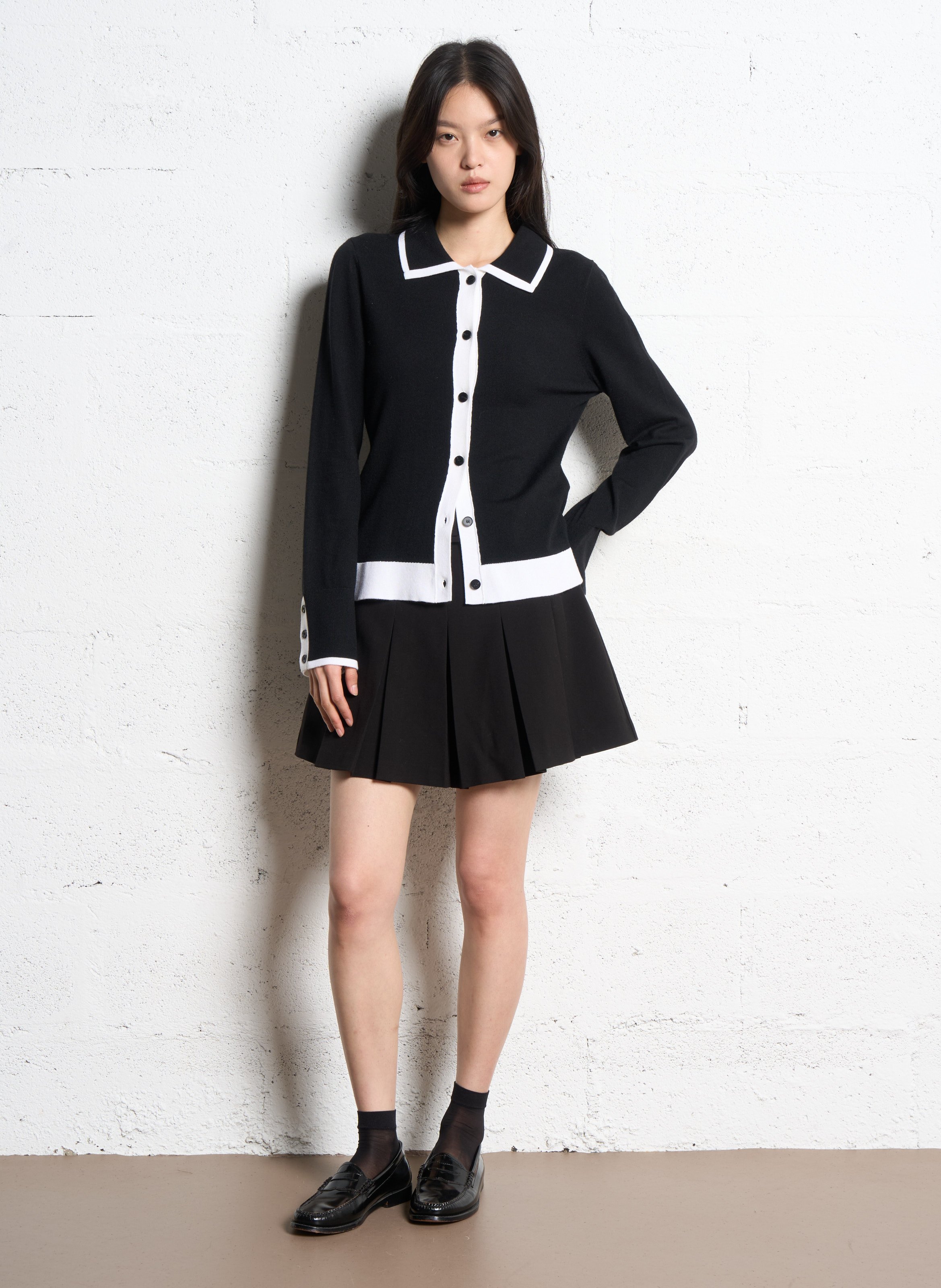 Gilet droit en maille SUNCOO Noir