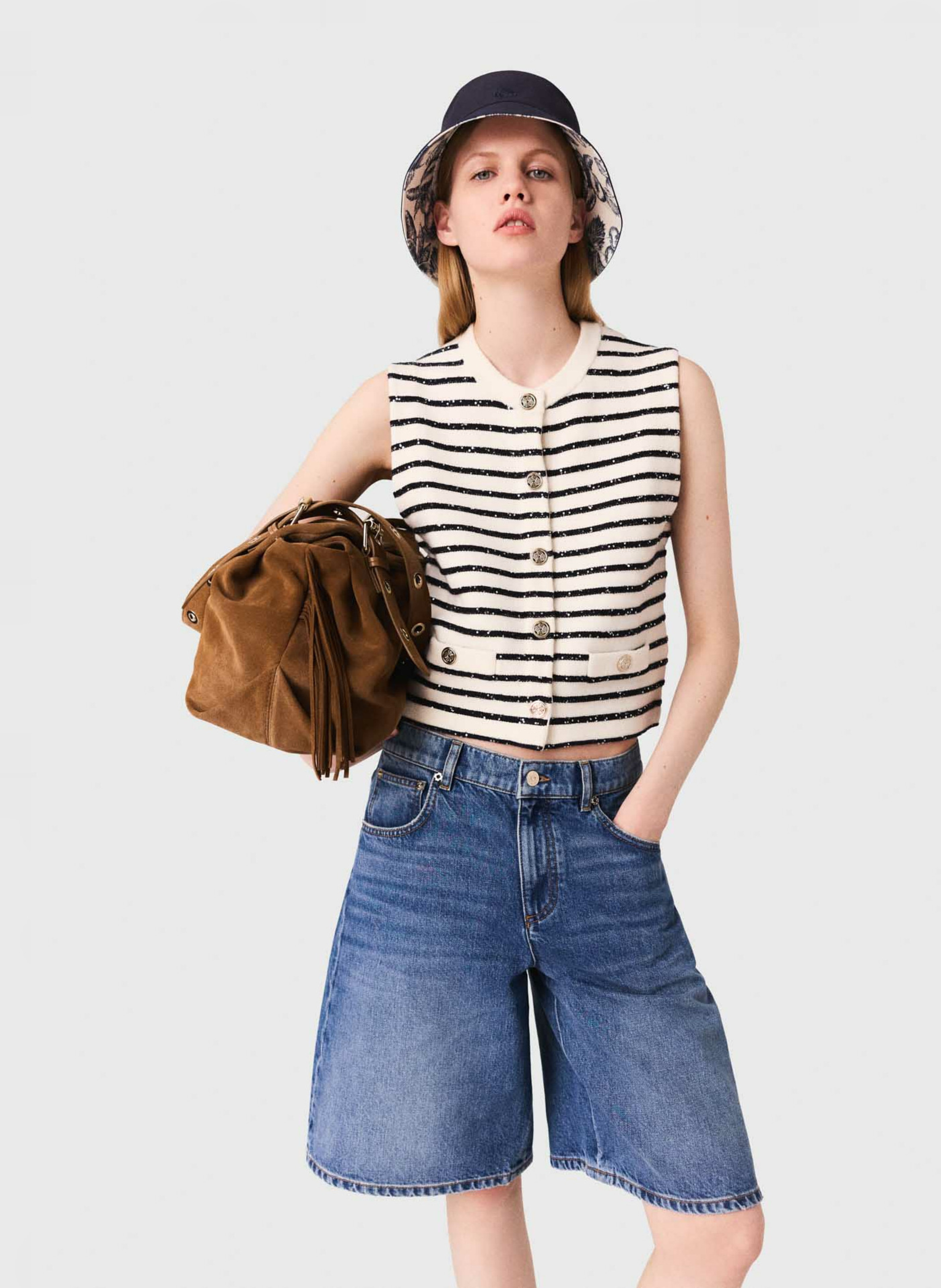 Gilet col rond  MAJE Blanc