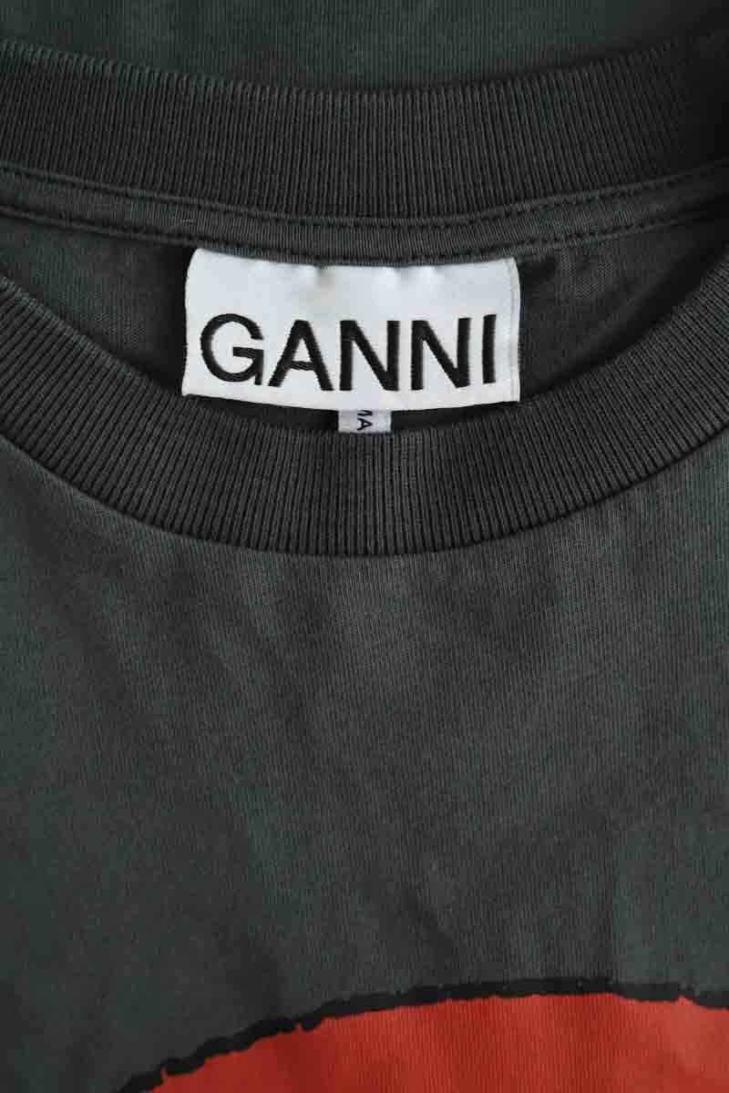 Cotton T-shirt GANNI - Seconde Main Khaki