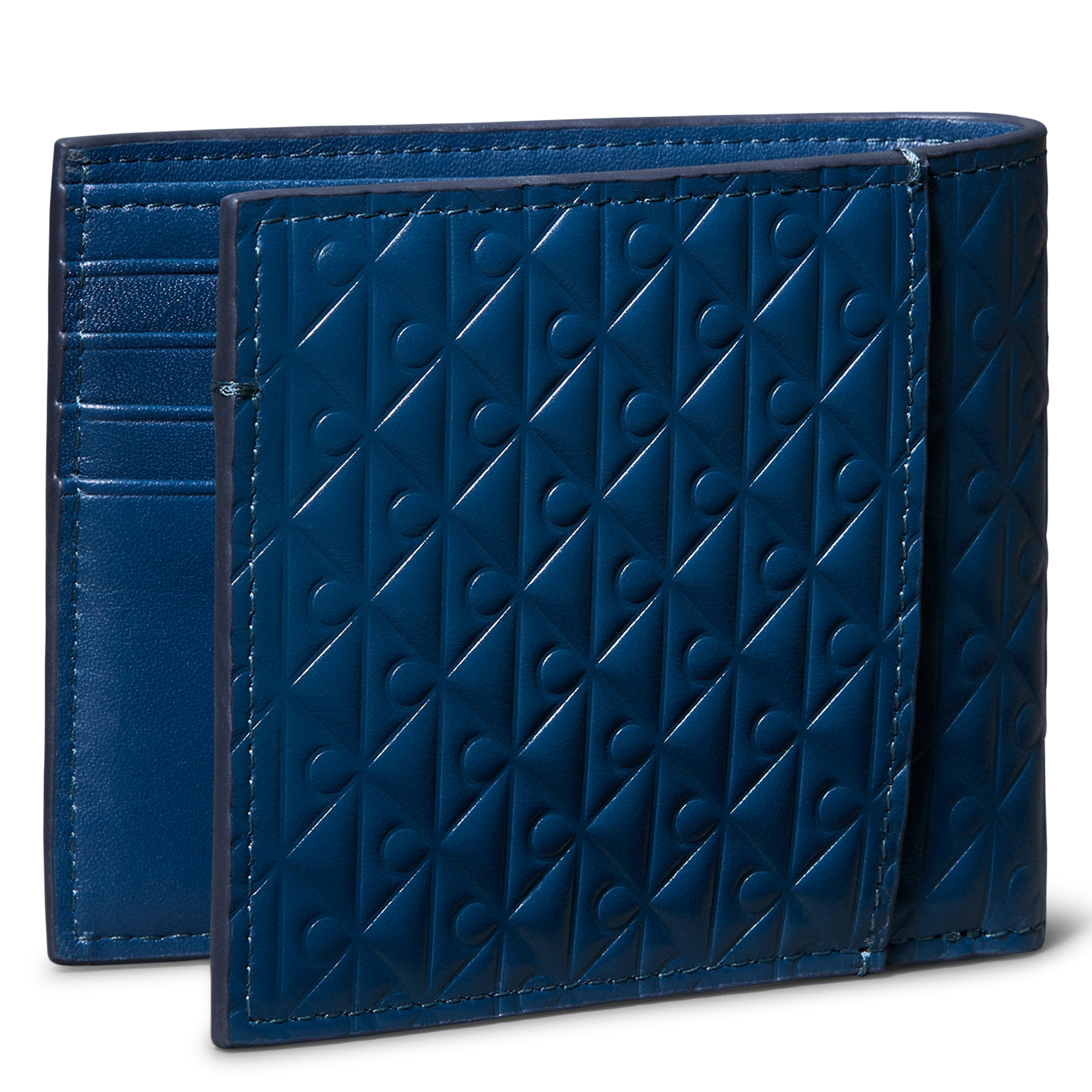 Portefeuille monogrammes à deux volets en cuir CALVIN KLEIN Bleu