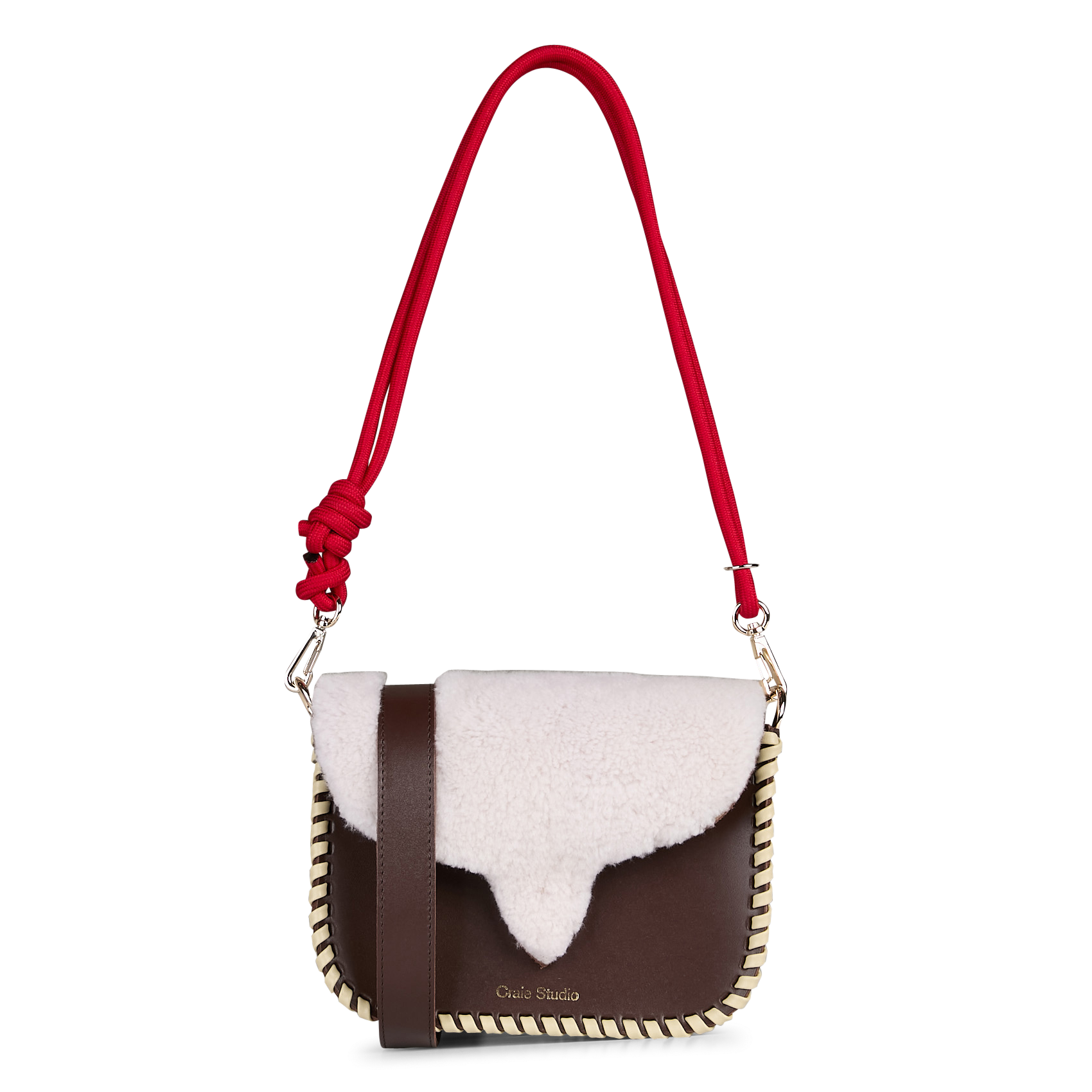 Sac bandoulière bi-matière CRAIE STUDIO Marron
