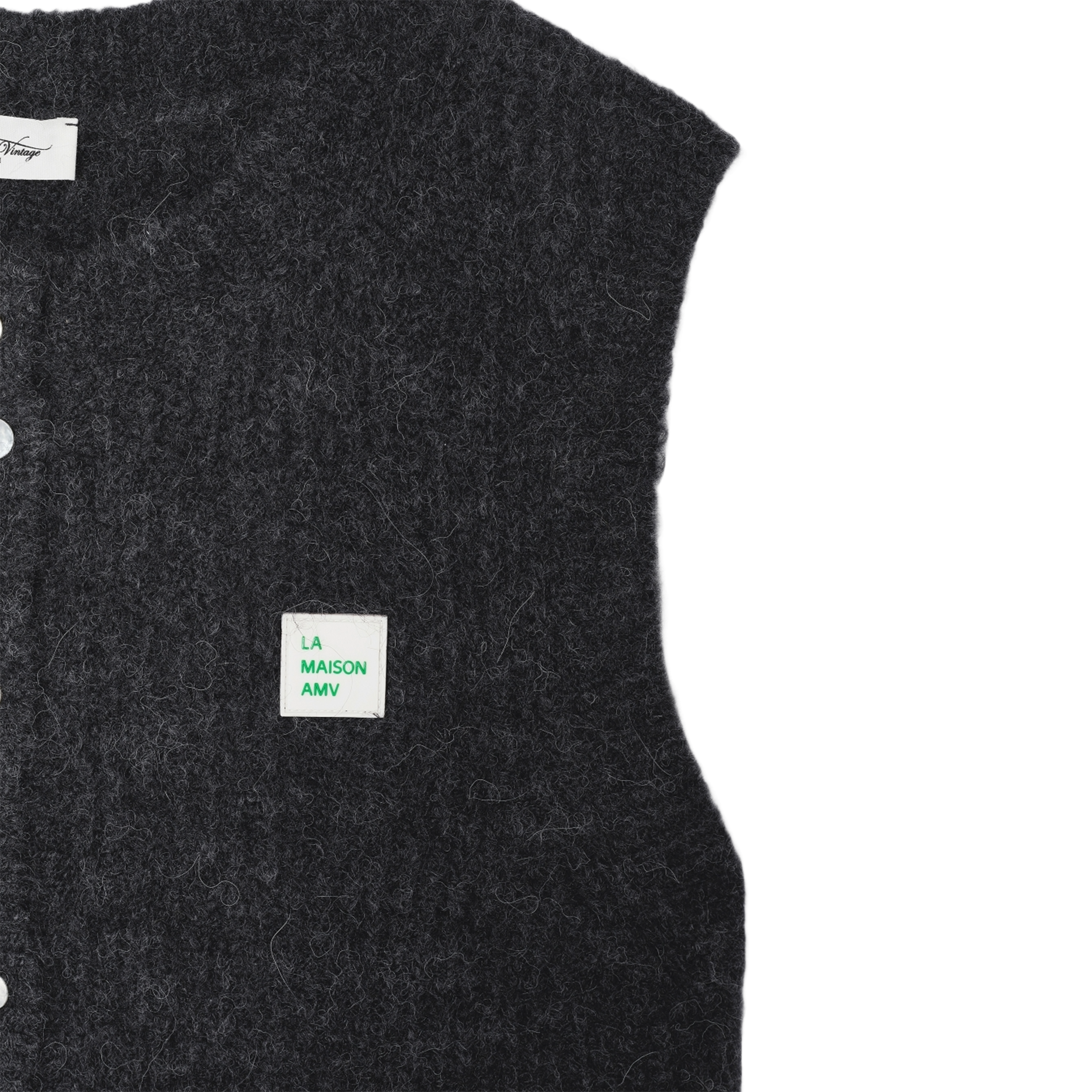 Mouwloos, donzig, gebreid vestje AMERICAN VINTAGE Grijs