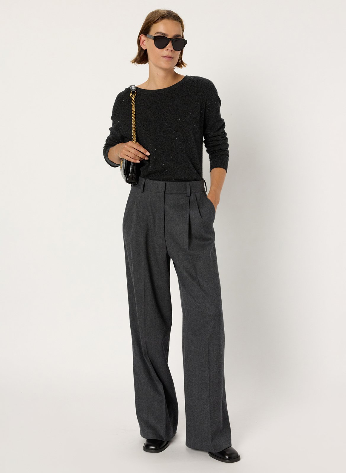 Pull col rond en laine GERARD DAREL Gris