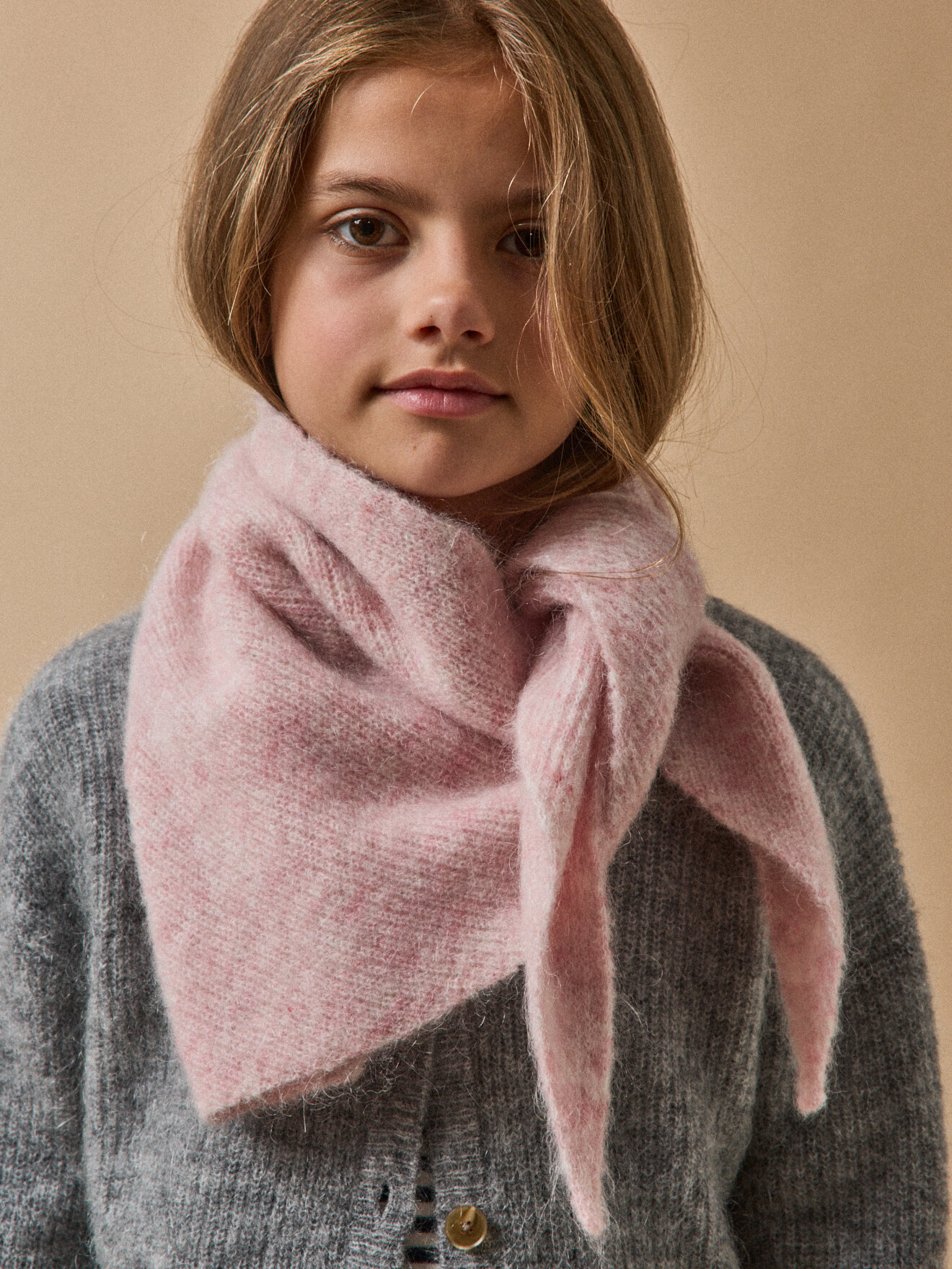 Triangle wool and mohair scarf CYRILLUS Pink