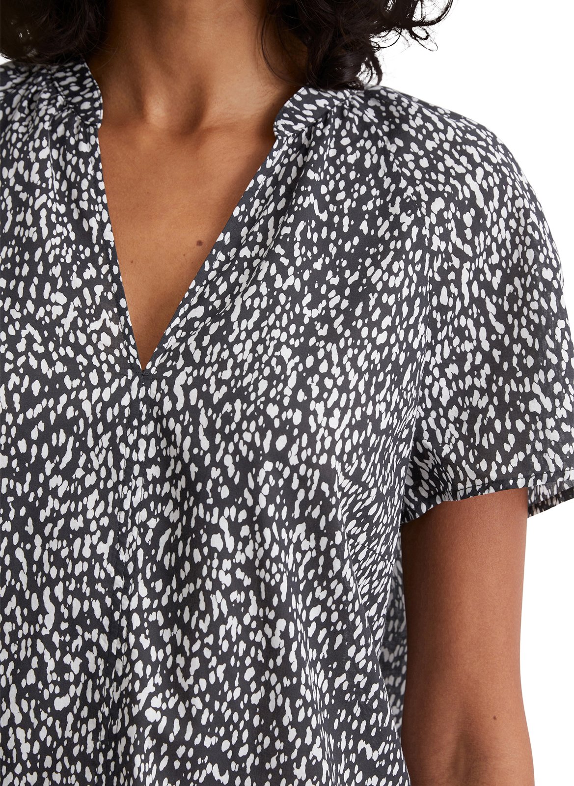 Blusa de algodón con cuello de pico MARC O'POLO Multicolor