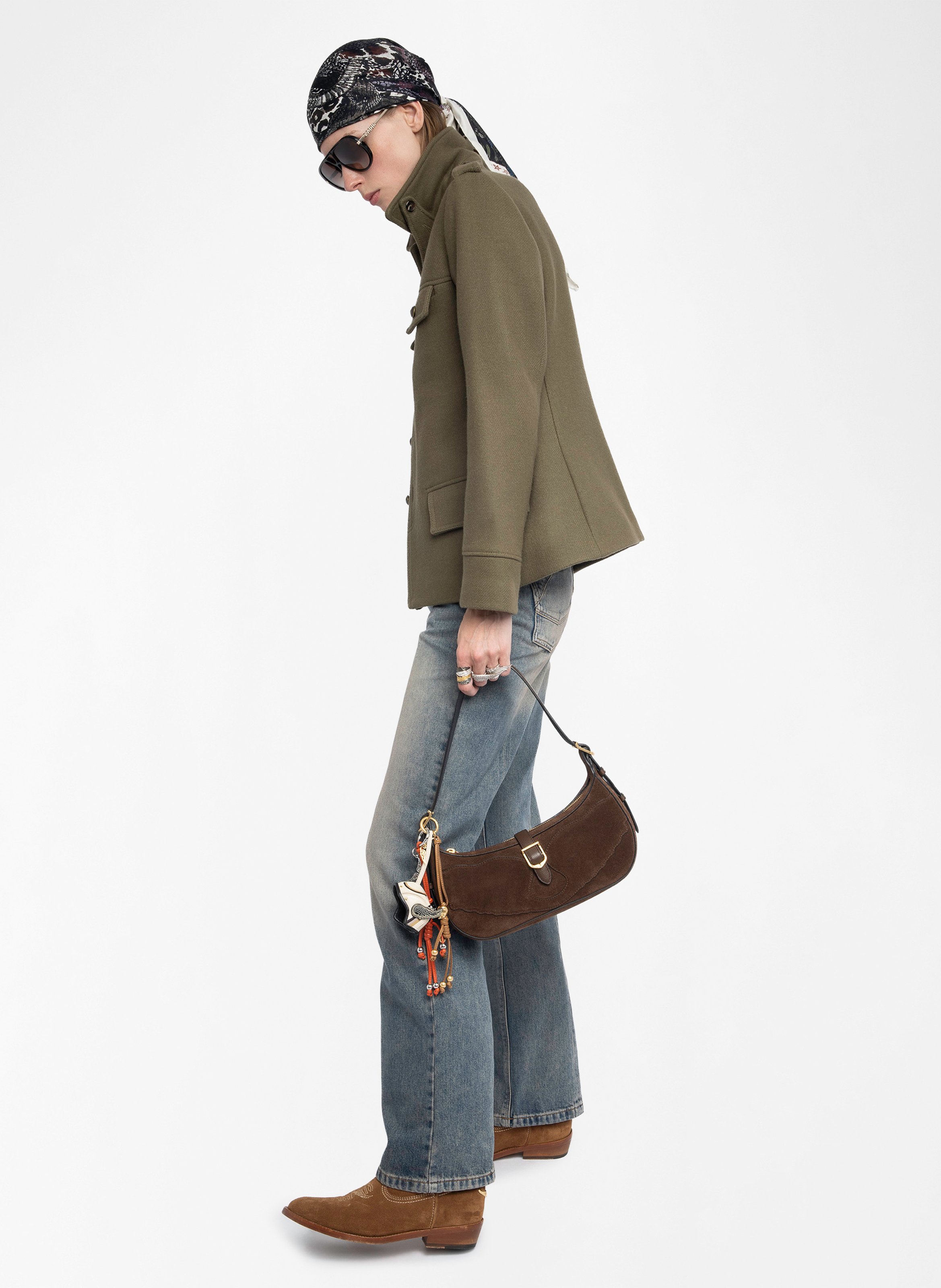 Schoudertas van suède leer ZADIG&VOLTAIRE Bruin