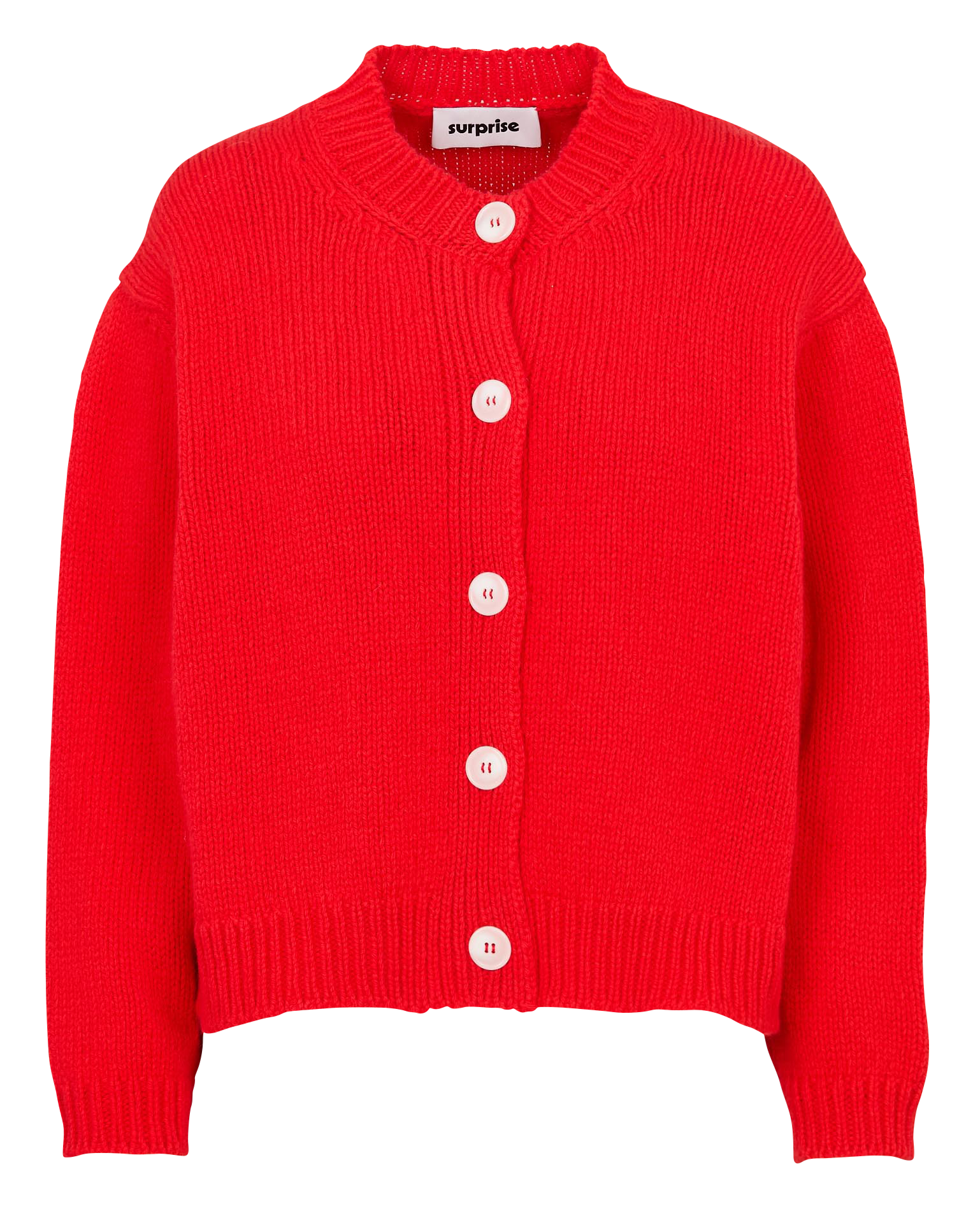 Gilet ample col rond en laine et cachemire SURPRISE Rouge