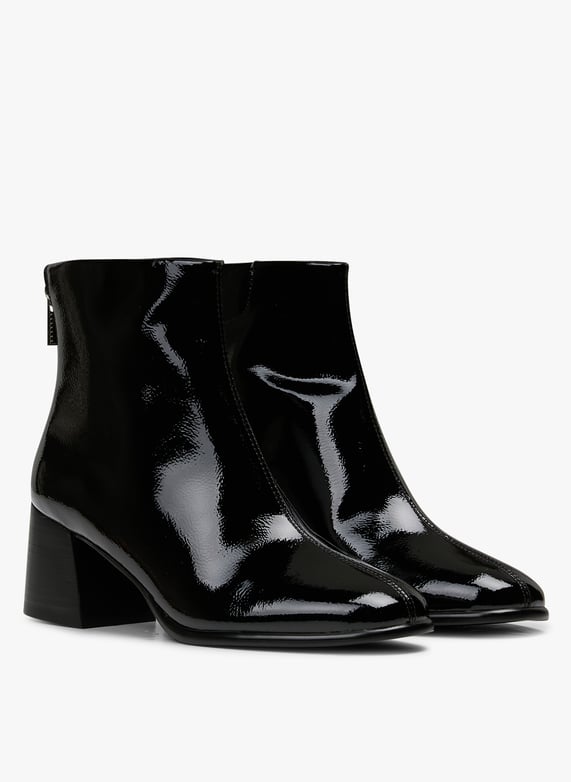 Patent leather heeled ankle boots | Black by SCHMOOVE Patent leather heeled ankle boots Black