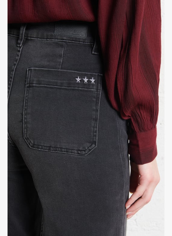 Cotton-blend wide-leg jeans | Black by SUD EXPRESS Cotton-blend wide-leg jeans Black