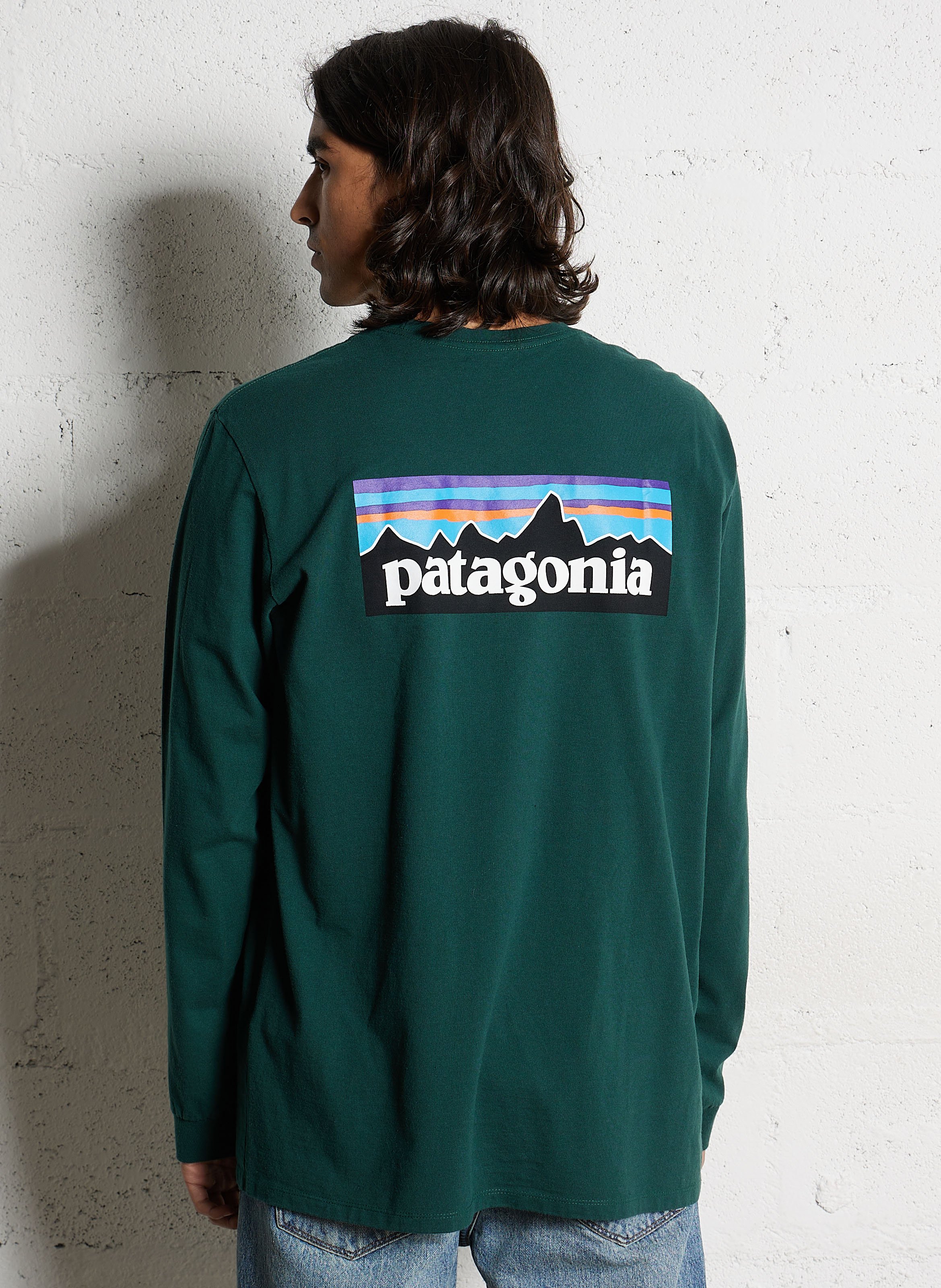 Regular-fit round-neck recycled cotton-blend T-shirt with screen print PATAGONIA Green