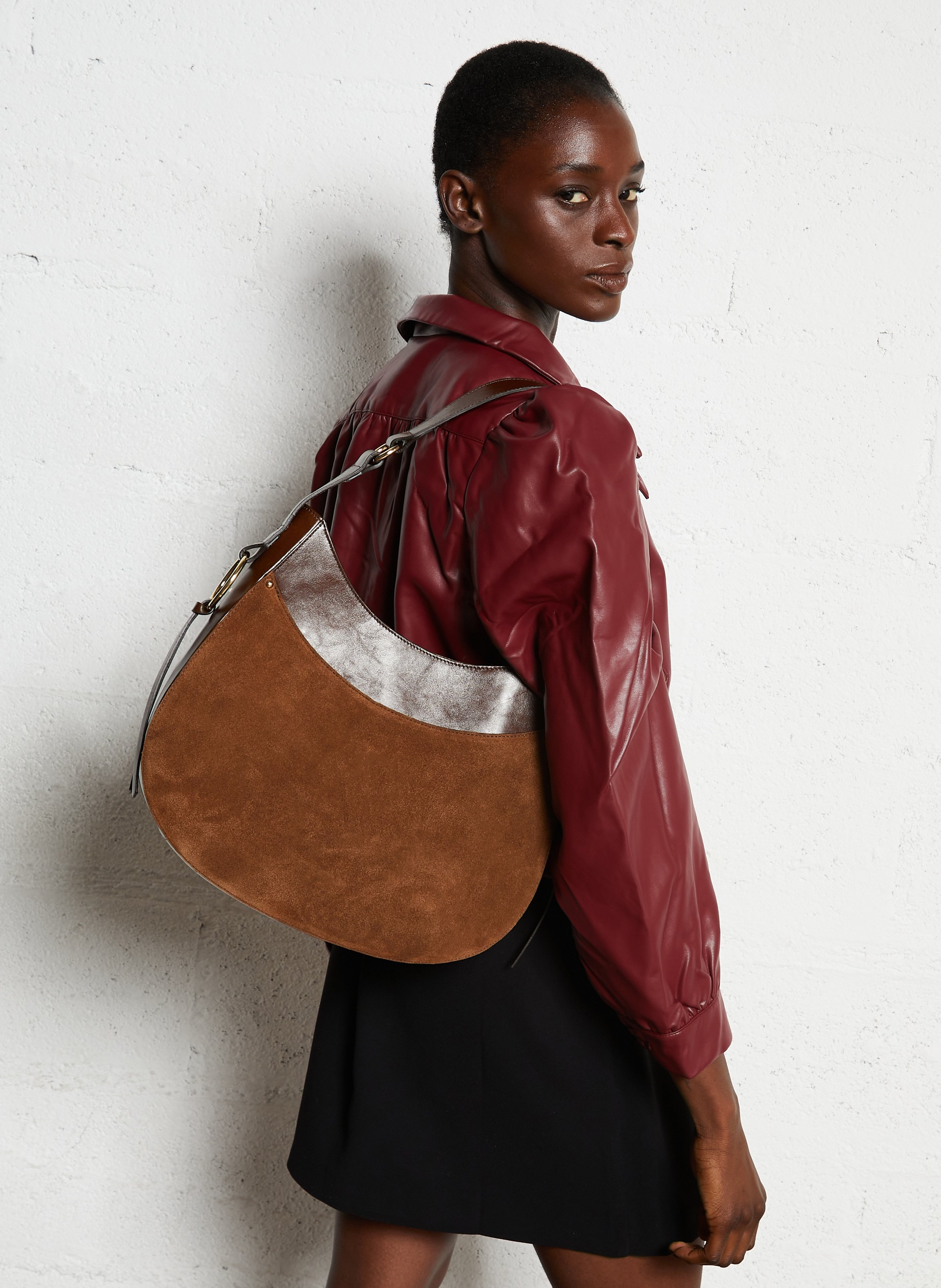 Sac porté épaule en cuir MAISON 123 Marron