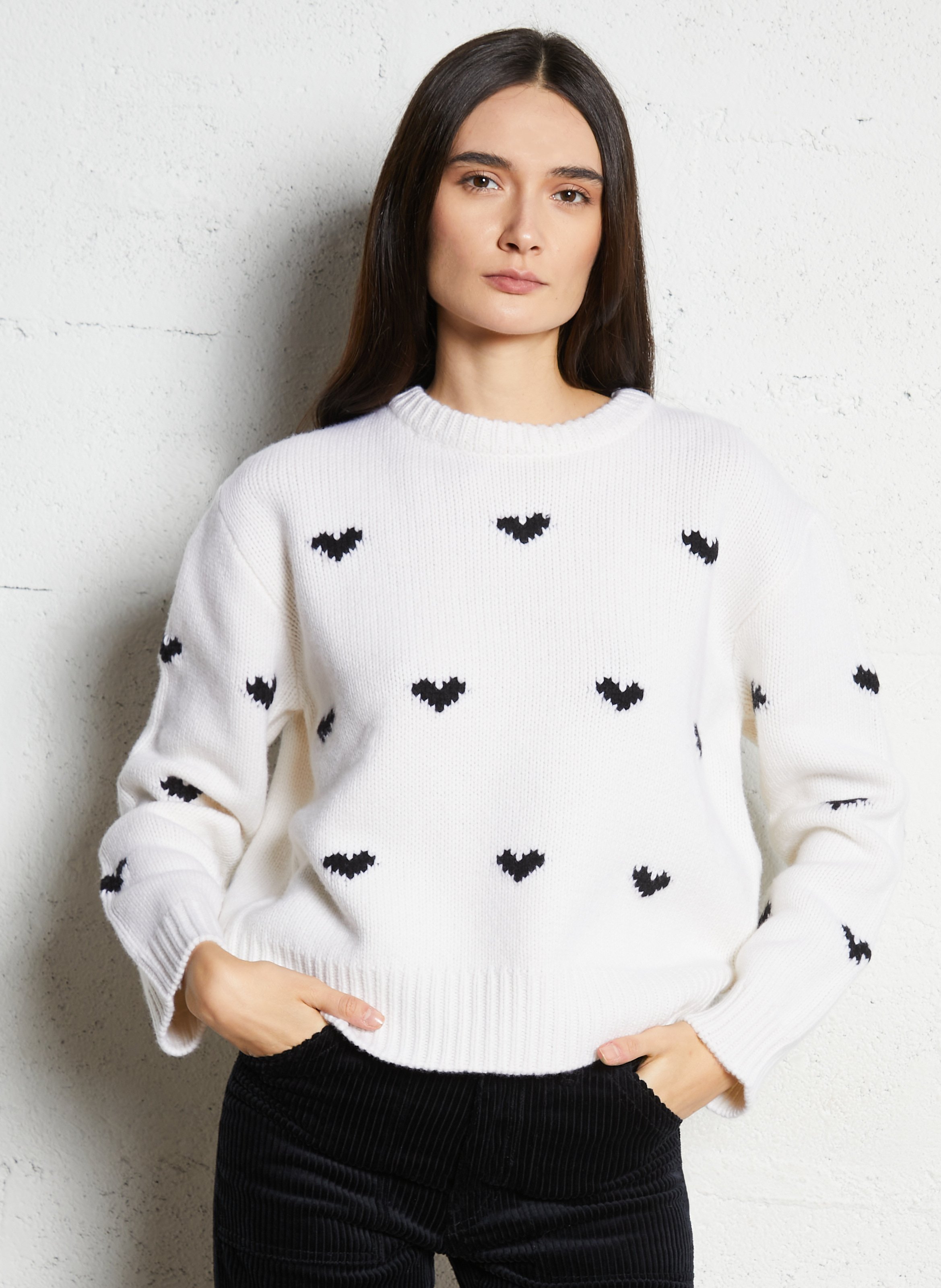 Woleg - Oversize-Wollpullover mit Rundhalsausschnitt BERENICE Weiss