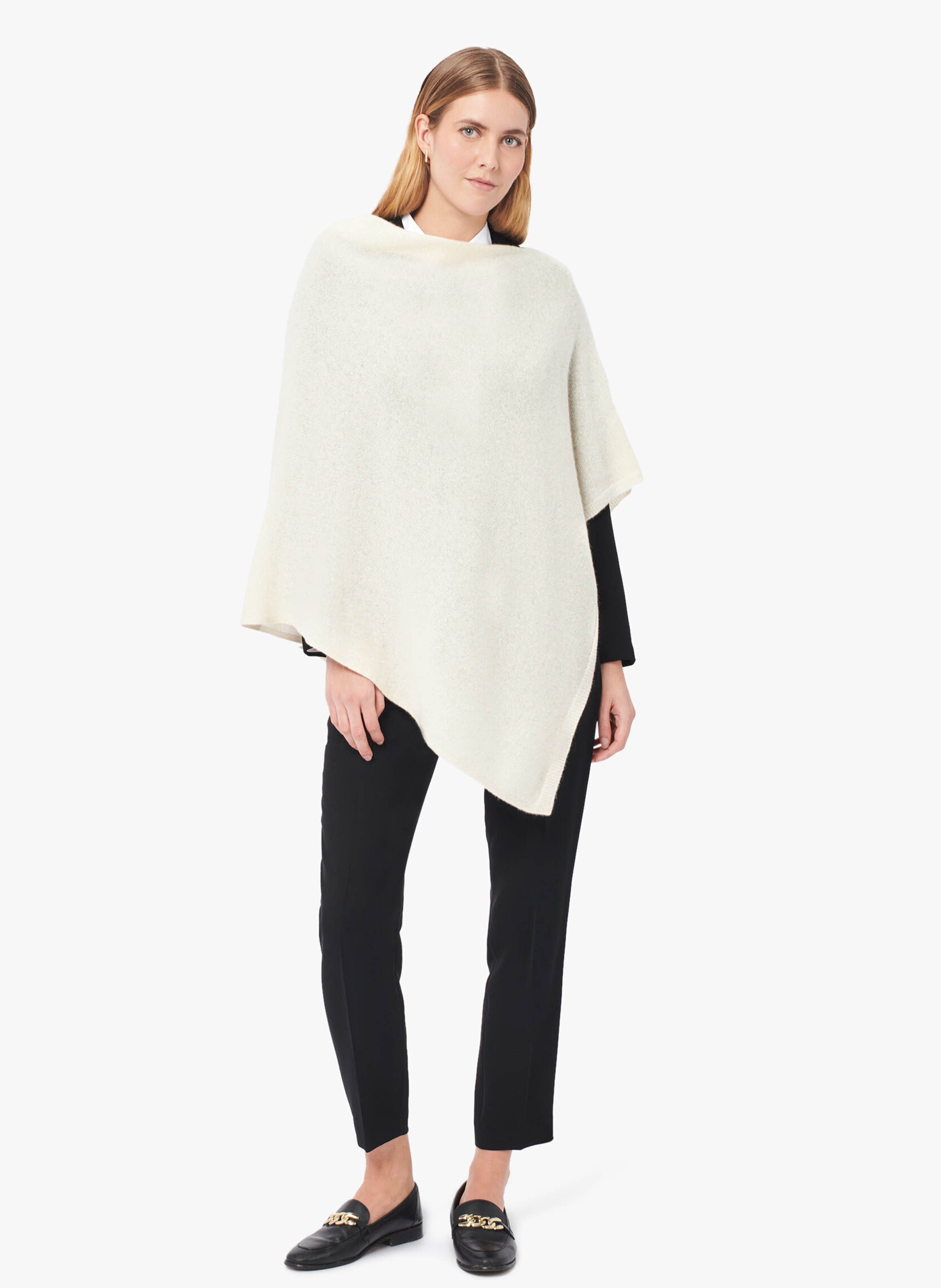 Poncho asymétrique en cachemire mélangé CAROLL Beige