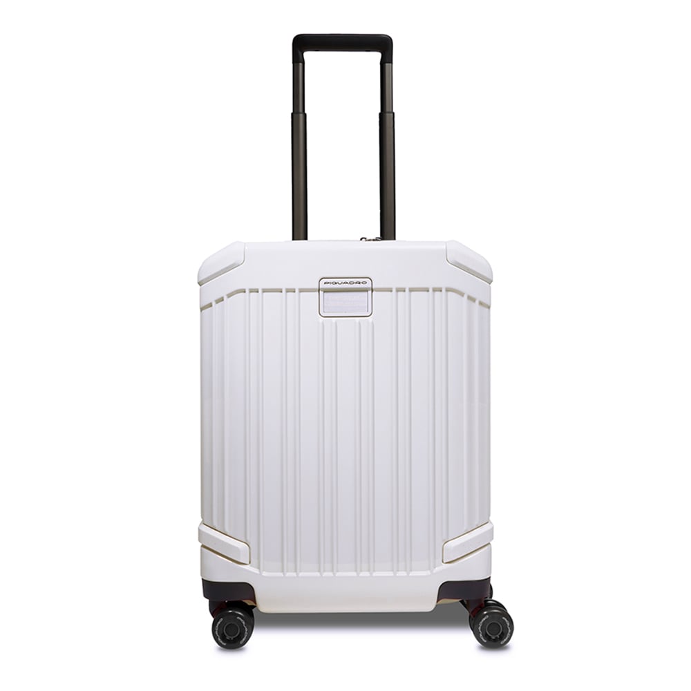 Cabin trolley suitcase with 4 wheels, TSA lock, and USB and USB type-C ports PIQUADRO White