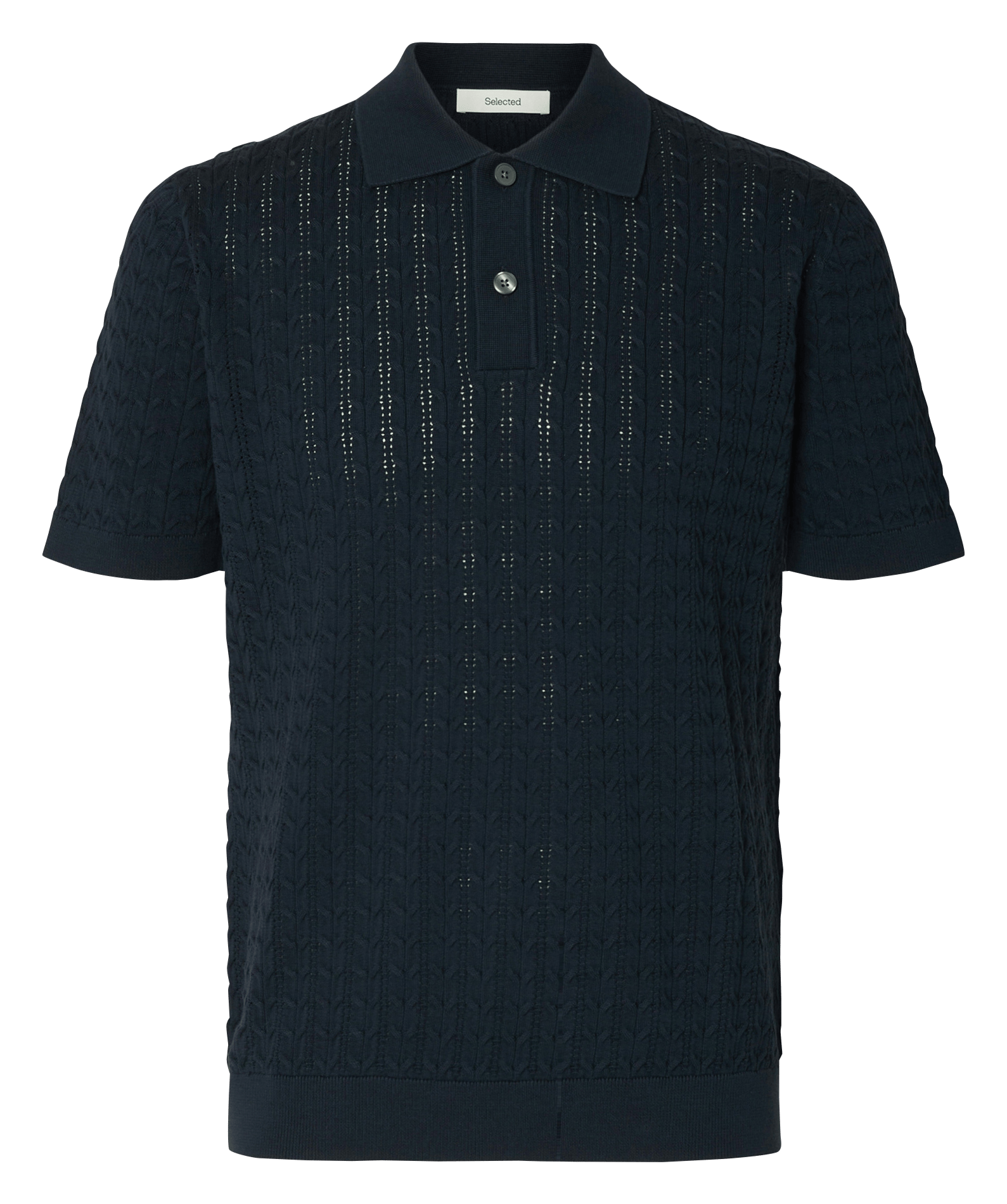 Polo in biologisch katoenen tricot SELECTED Blauw