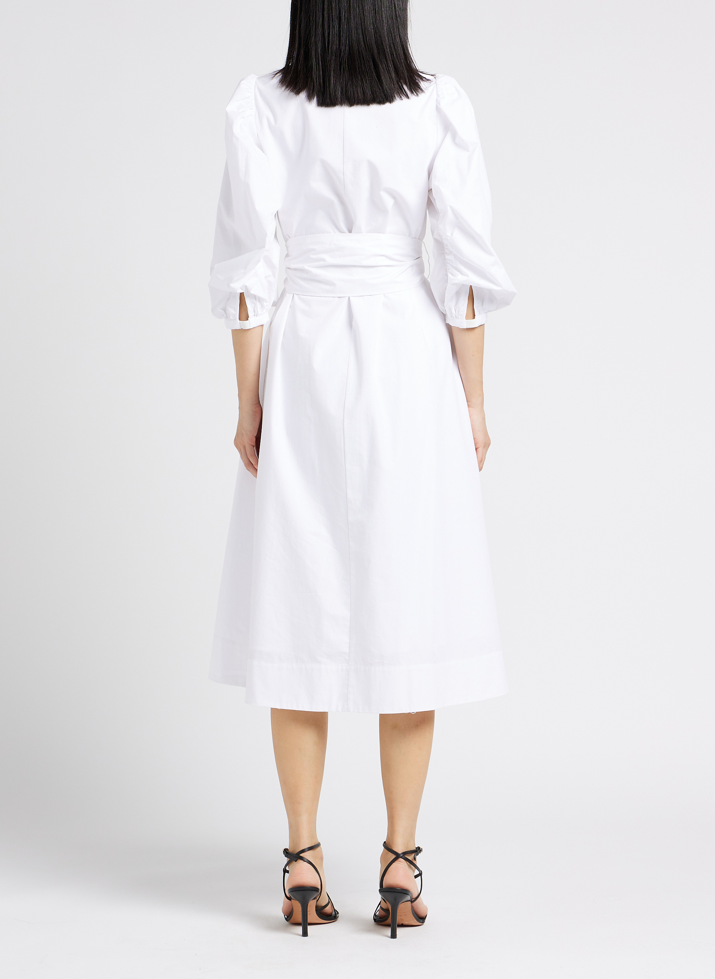 Lange jurk van 100% biokatoen met afneembare kraag KARL LAGERFELD Wit