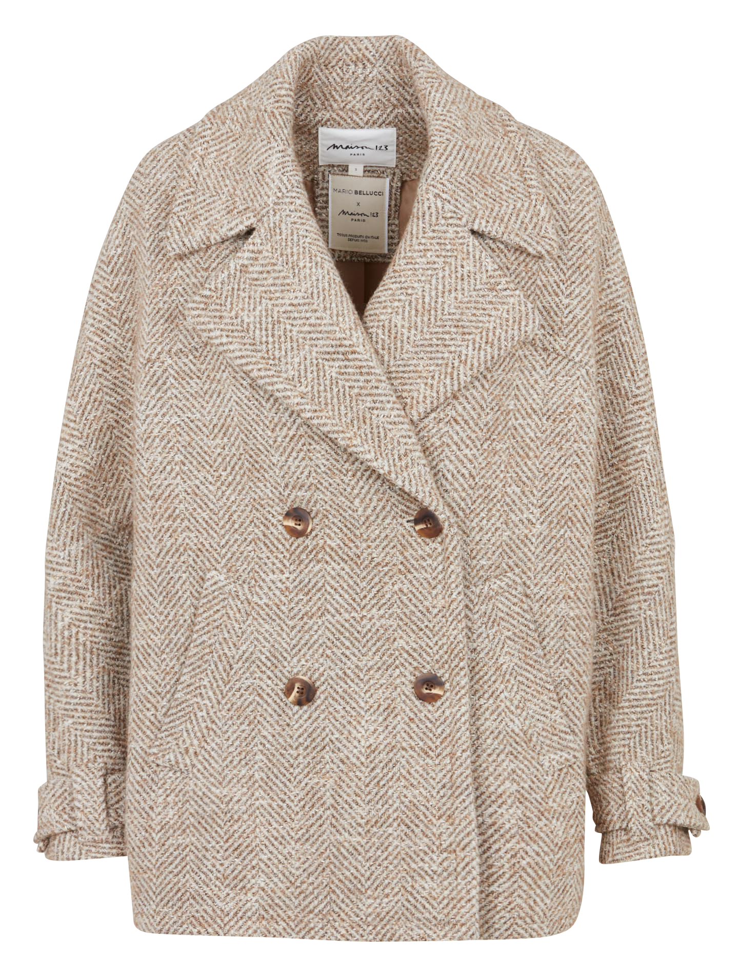 Manteau col tailleur  en laine mélangée MAISON 123 Beige