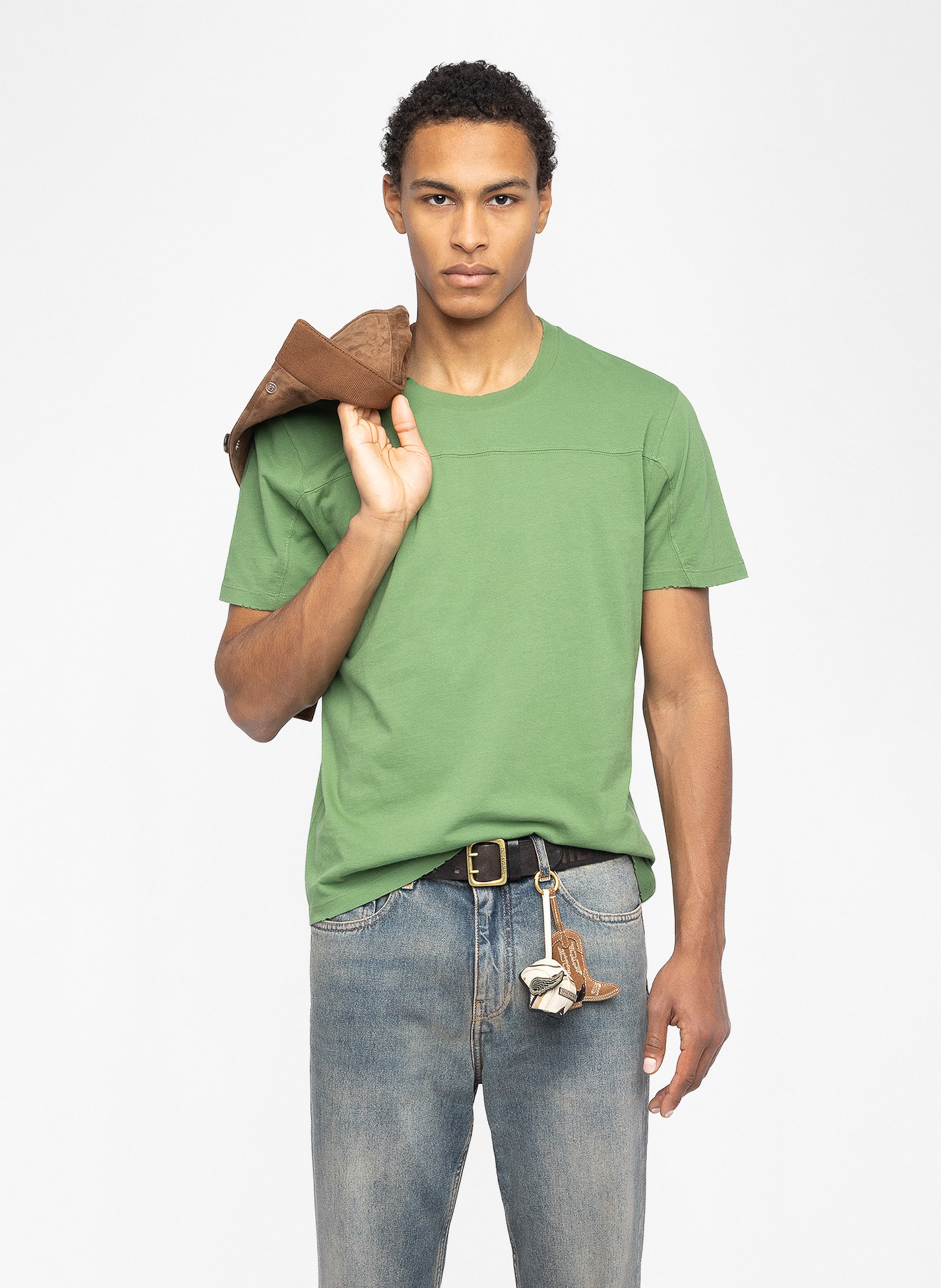 Tee-shirt droit col rond en coton sérigraphié ZADIG&VOLTAIRE Vert