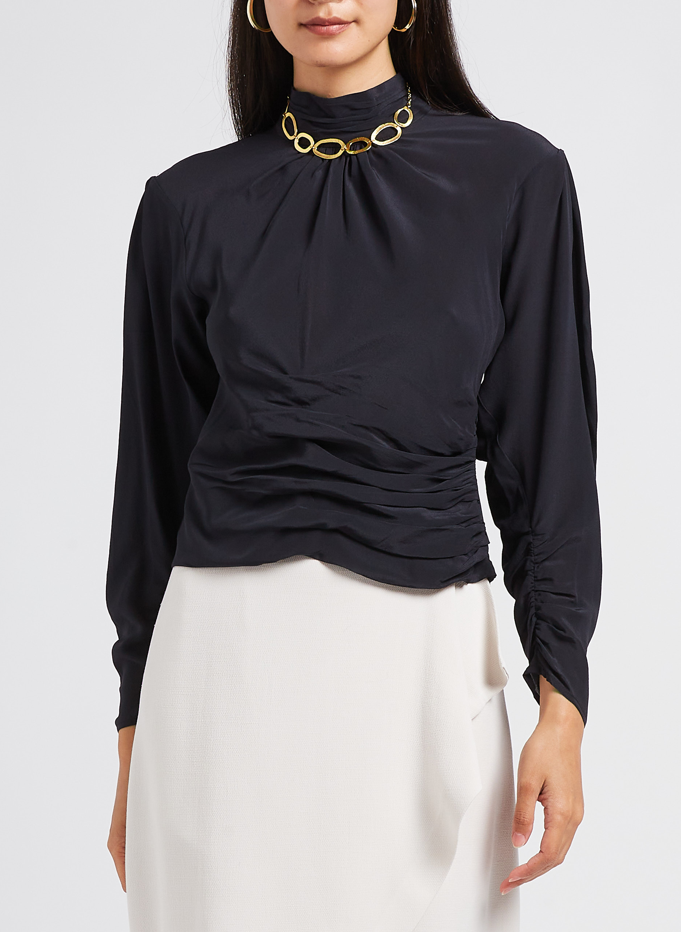 Top col montant en soie  IRO Noir