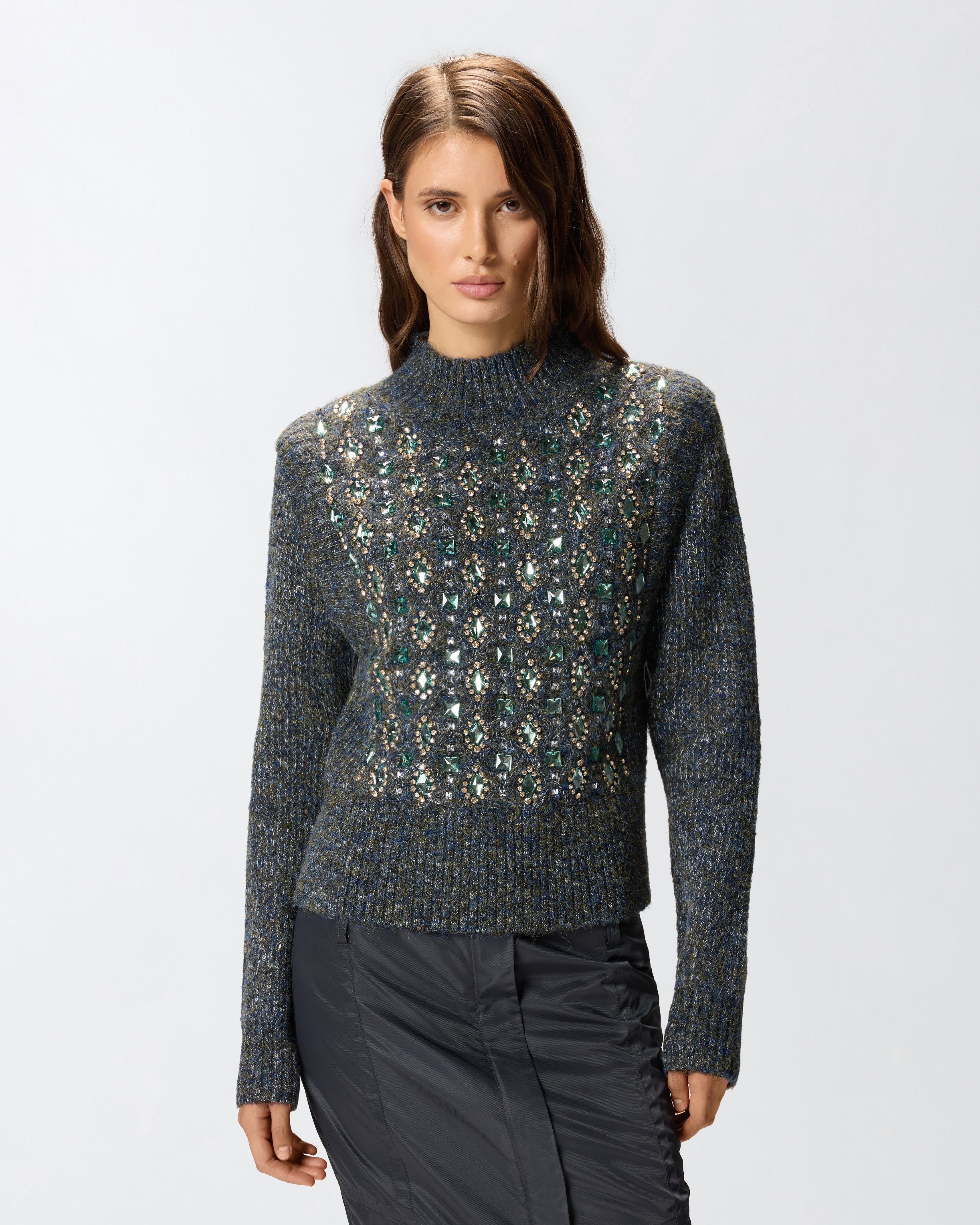 Sweater with jewel embroidery PINKO Multicolored