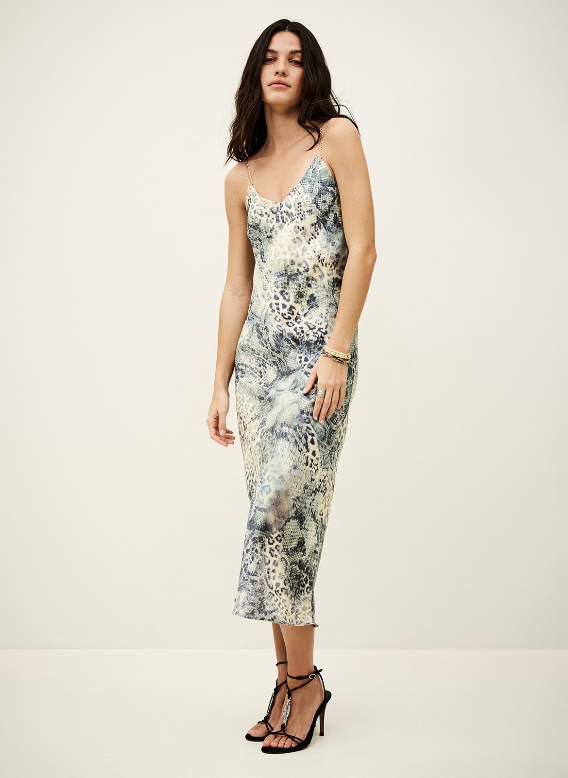 Lange jurk met V-hals en print BA&SH Blue