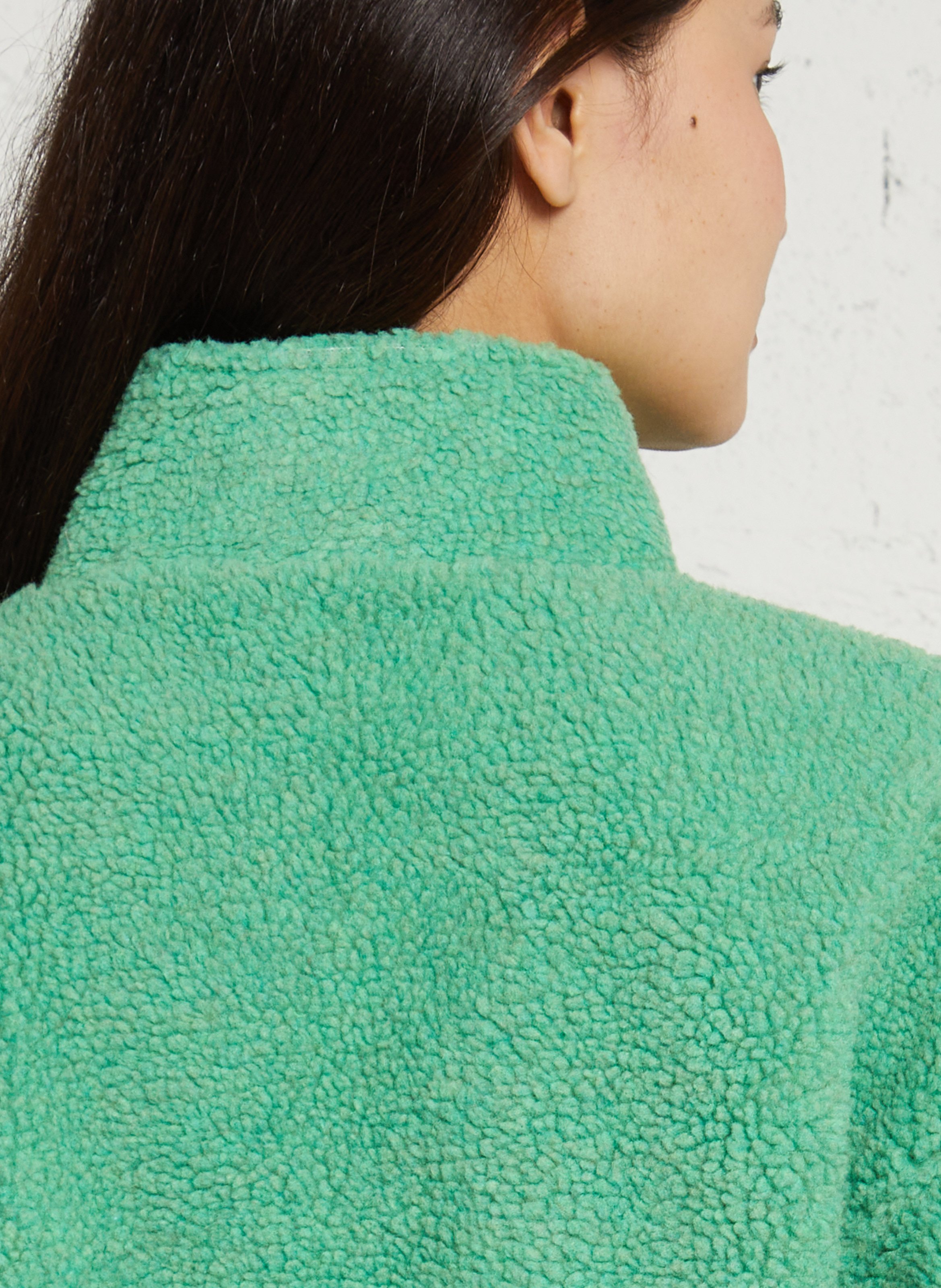 Veste ample zippée à col montant polaire AMERICAN VINTAGE Vert