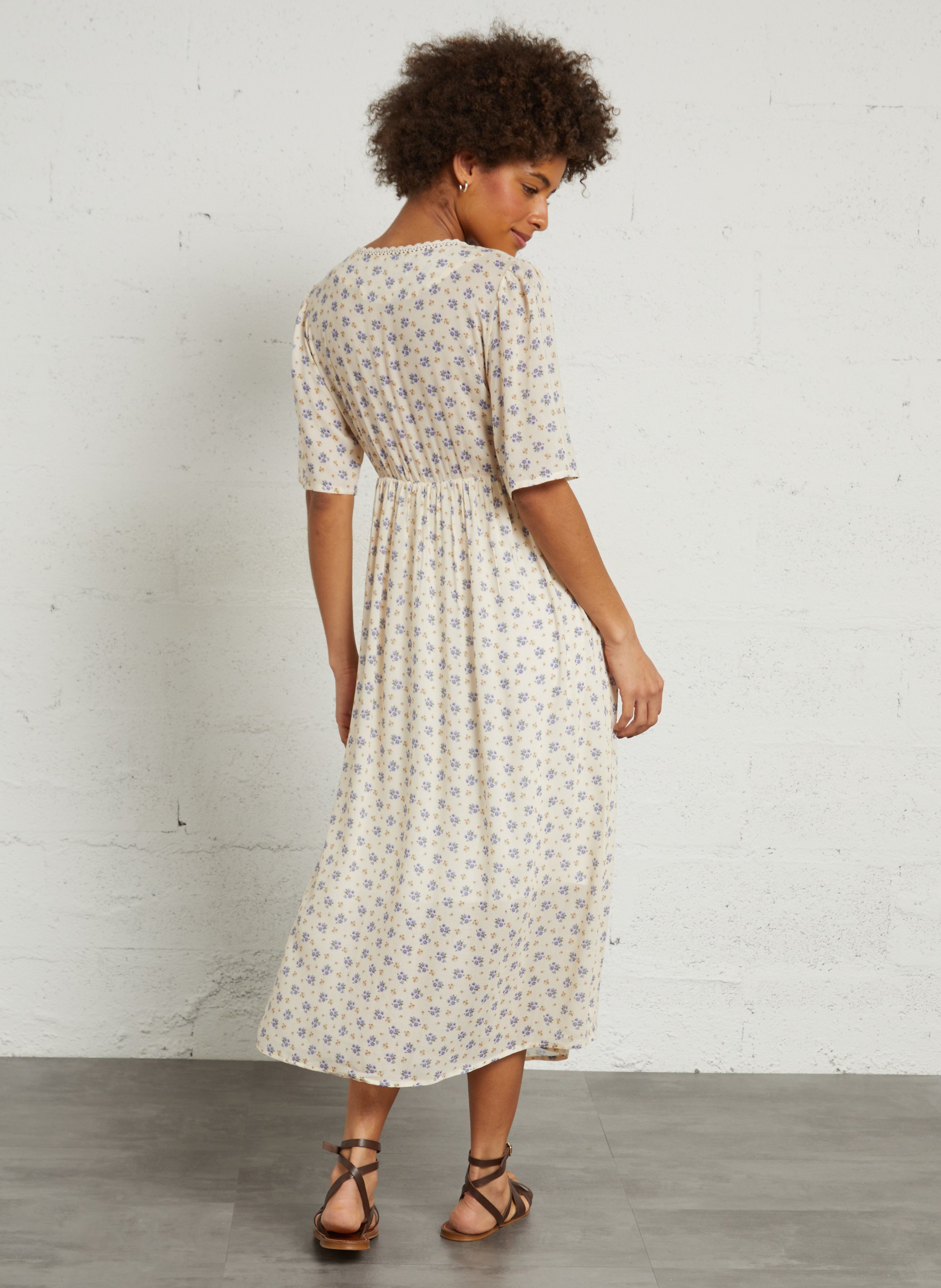 Langes Kleid mit V-Ausschnitt EMILE ET IDA Blau