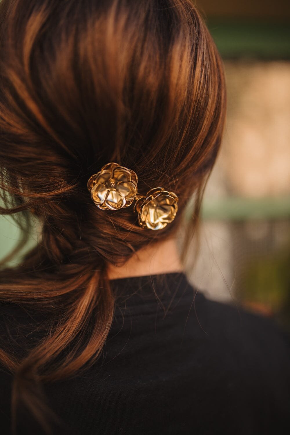 Maxi gold-plated flower hair clip MONSIEUR SIMONE Golden