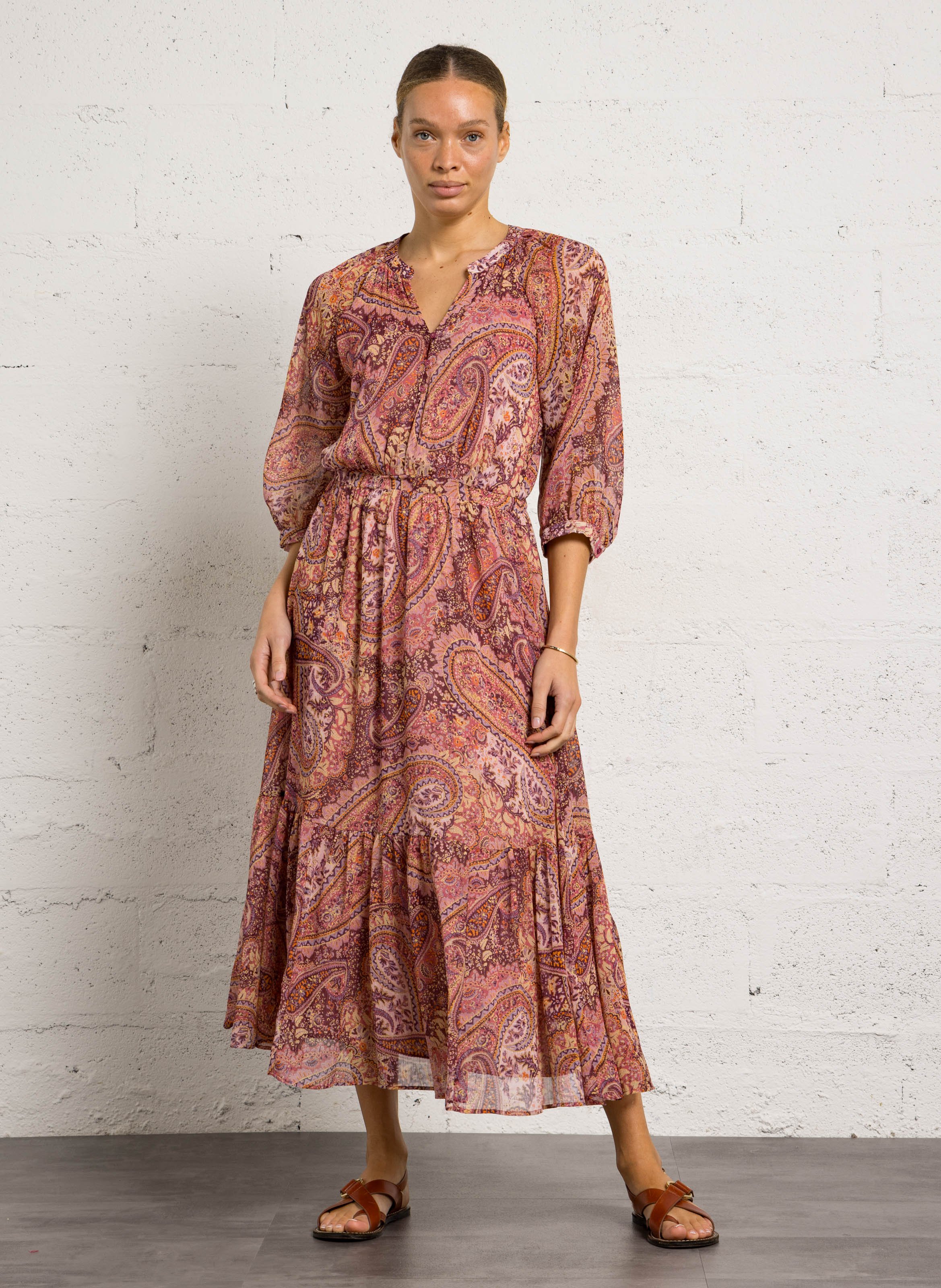 Long printed Henley dress SUD EXPRESS Red