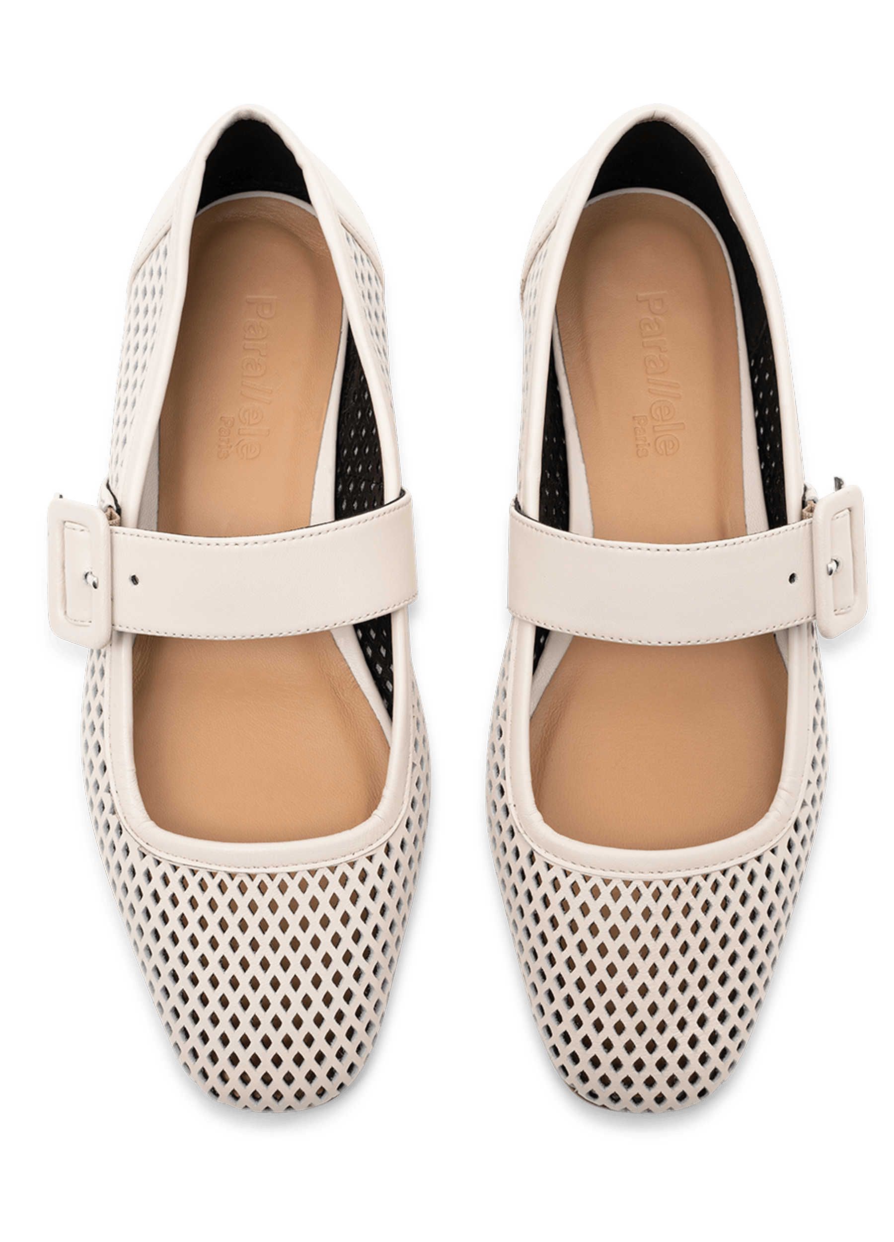 Ballet flats in latte nappa leather PARALLELE PARIS White