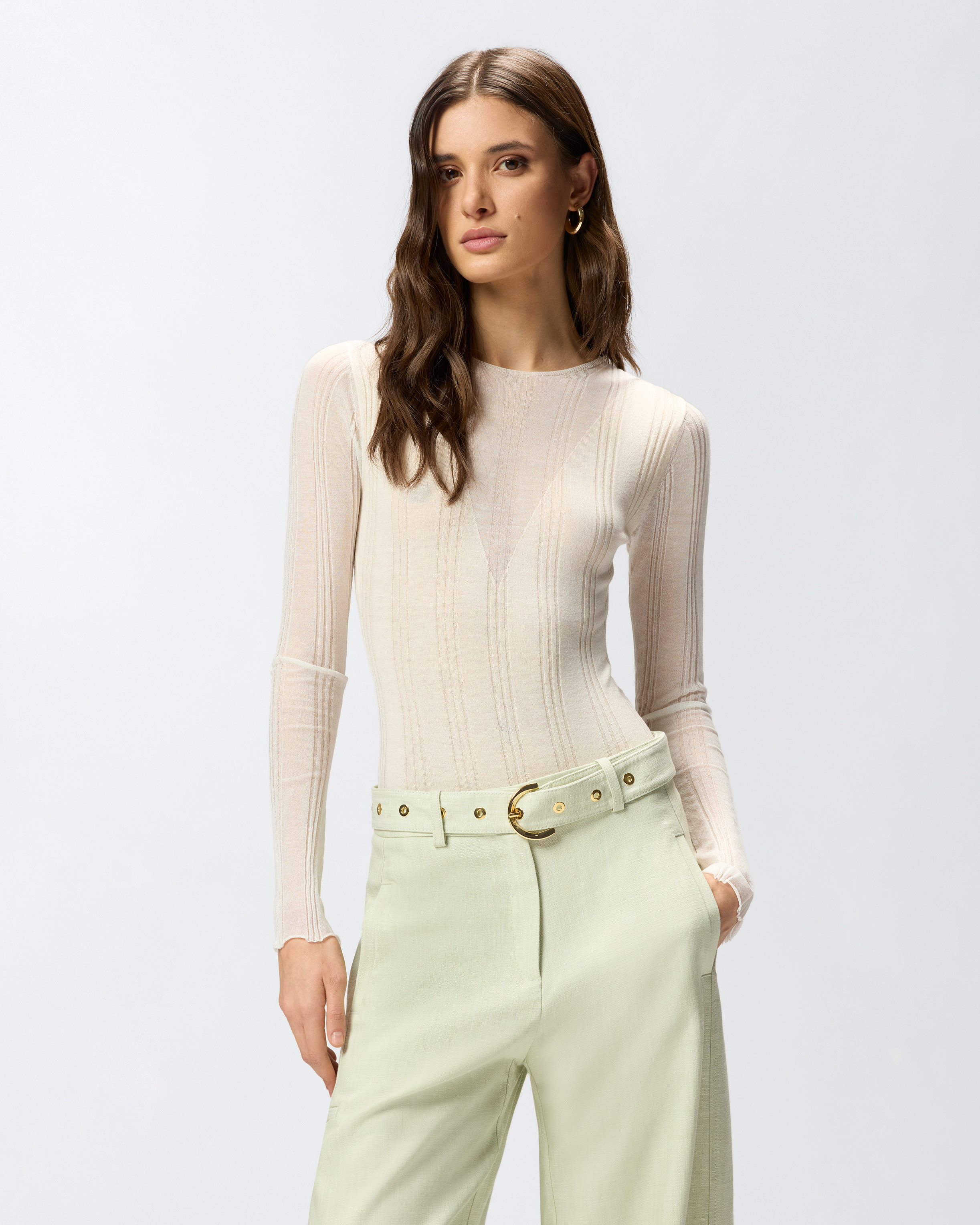 Pull body avec détails transparents PINKO Blanc