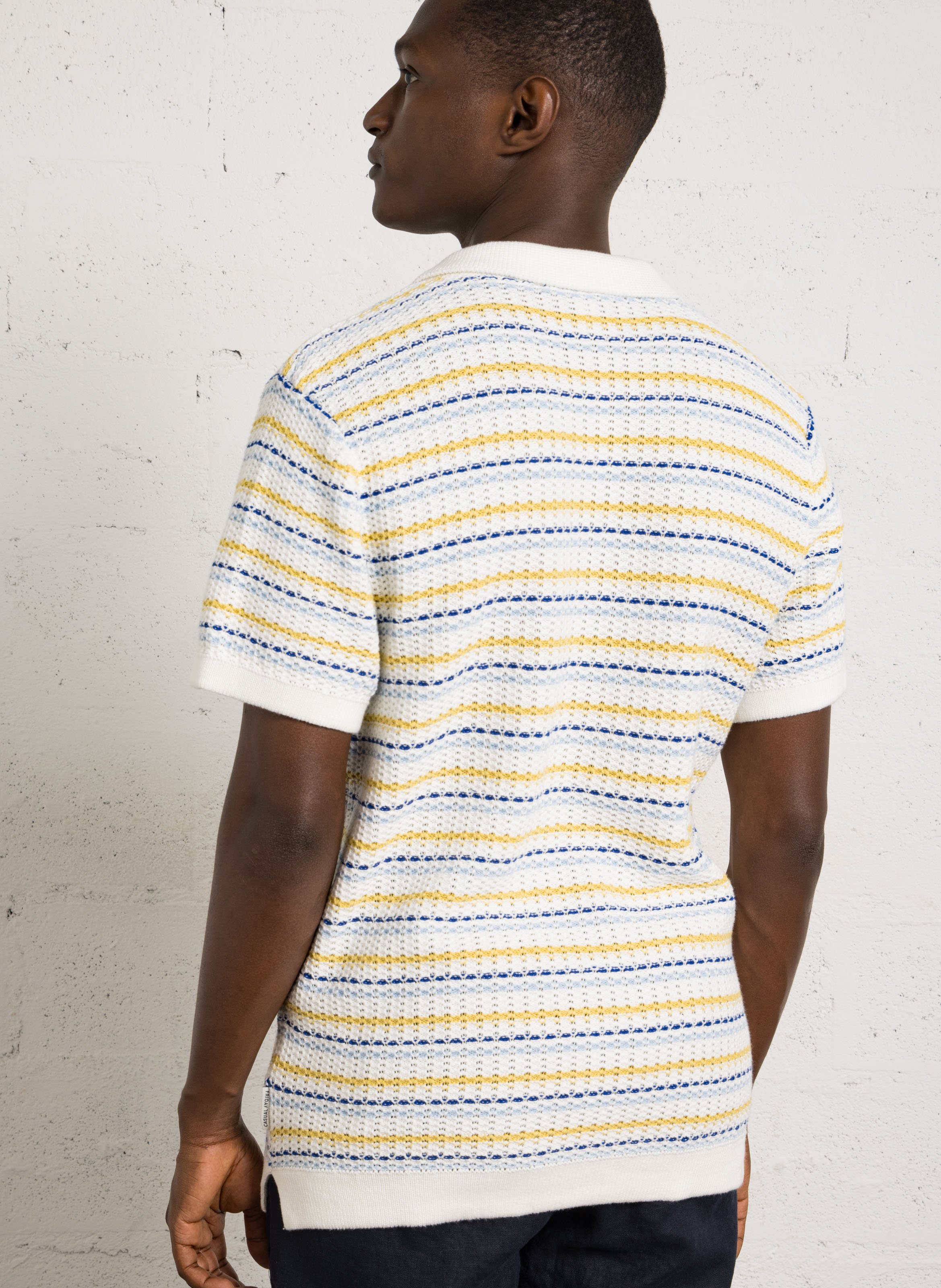 Polo manches courtes en maille rayée CASUAL FRIDAY Blanc