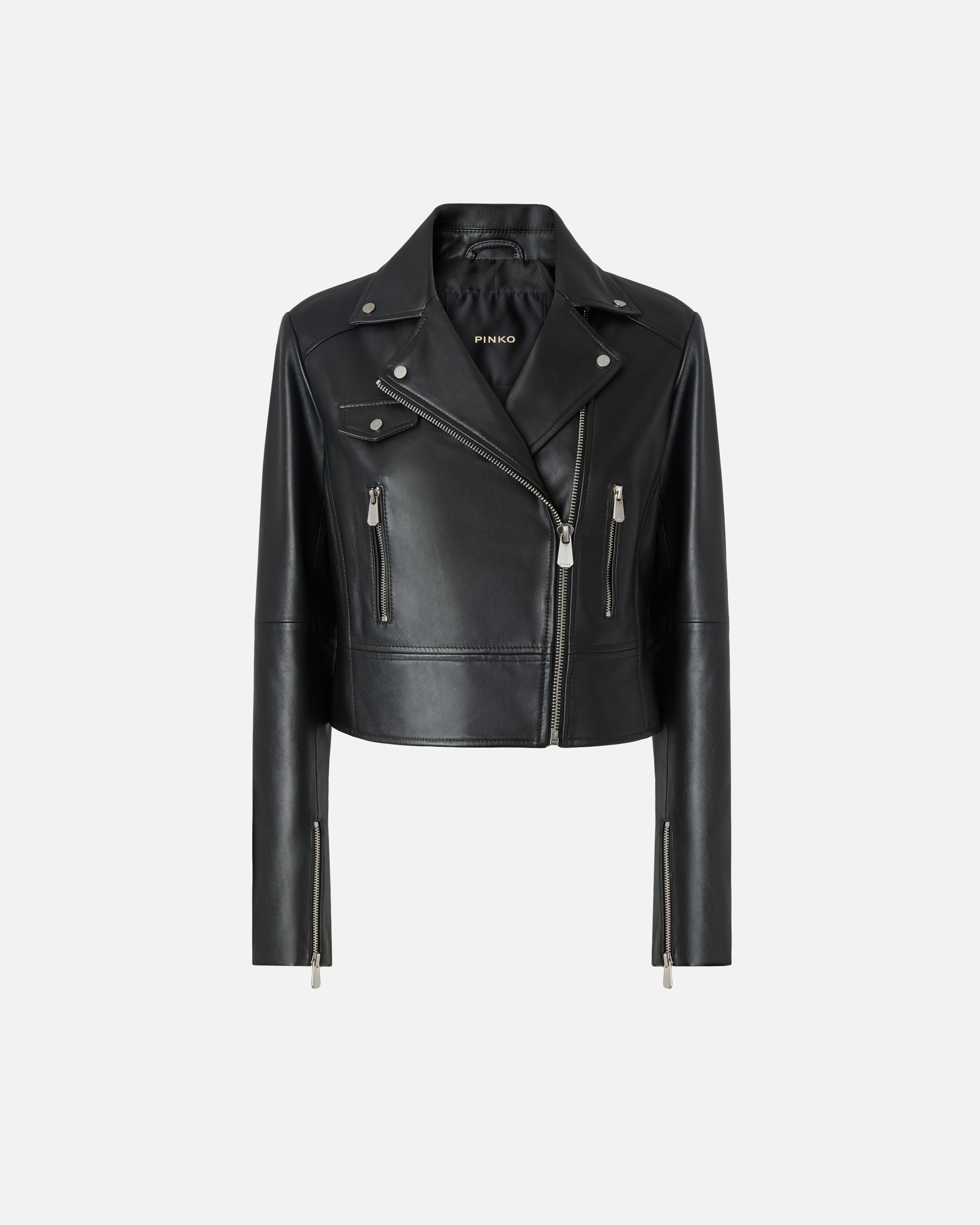 Blouson de motard en cuir nappa PINKO Noir
