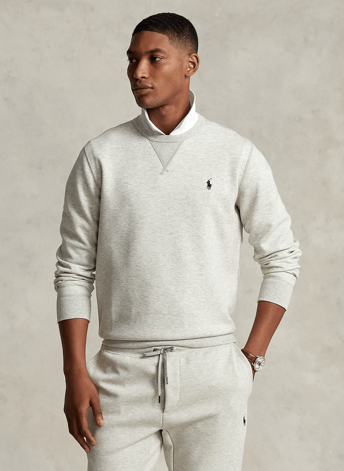 Sweat droit uni en coton mélangé POLO RALPH LAUREN Gris