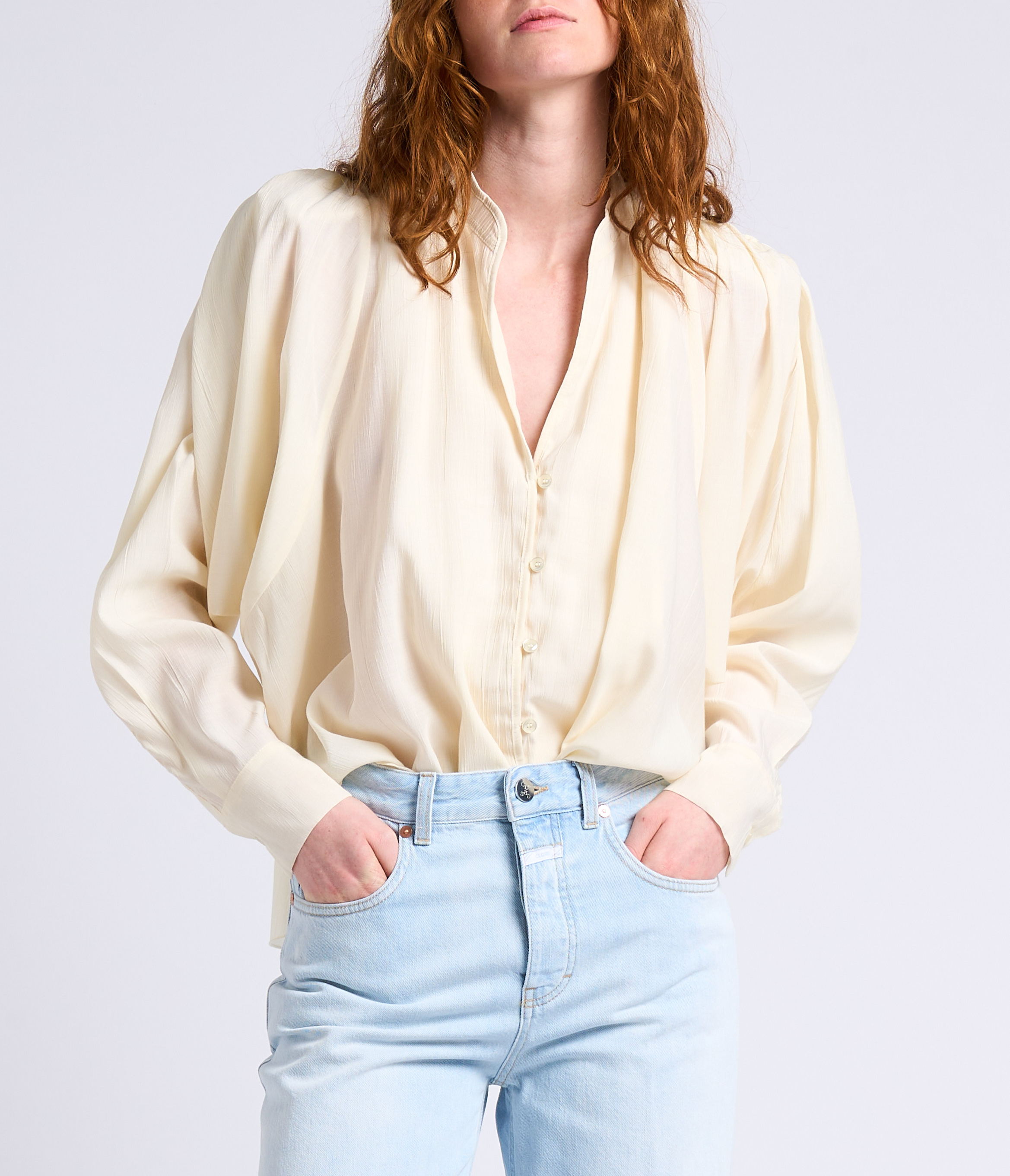 Ruimvallende blouse met V-hals COLLECTORS CLUB