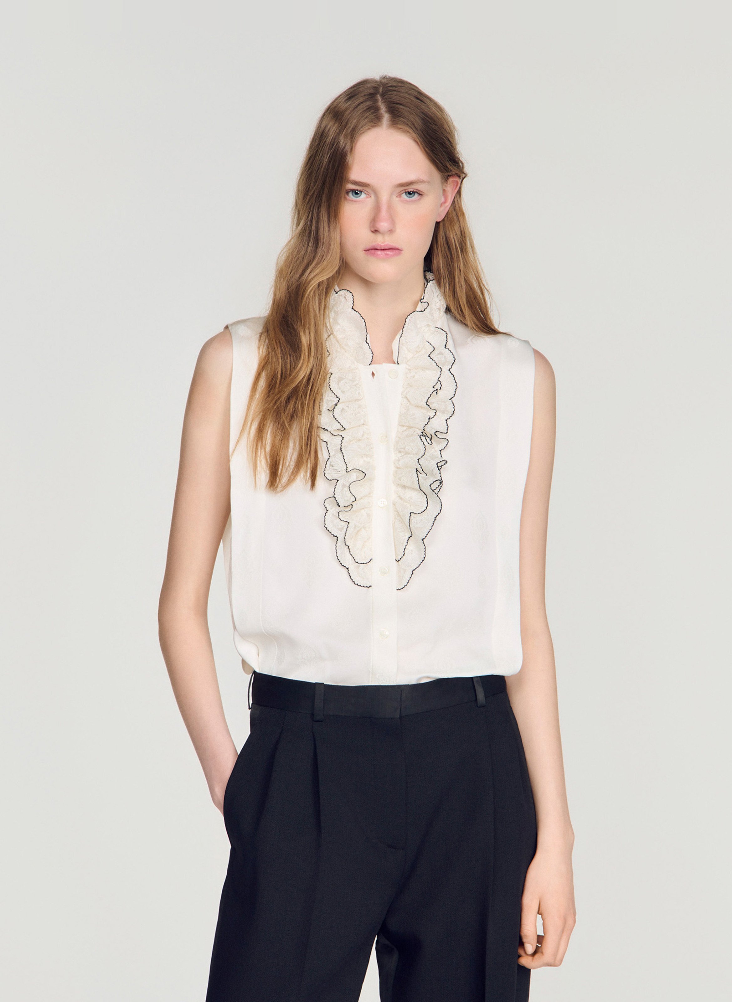 Mouwloze top SANDRO Beige