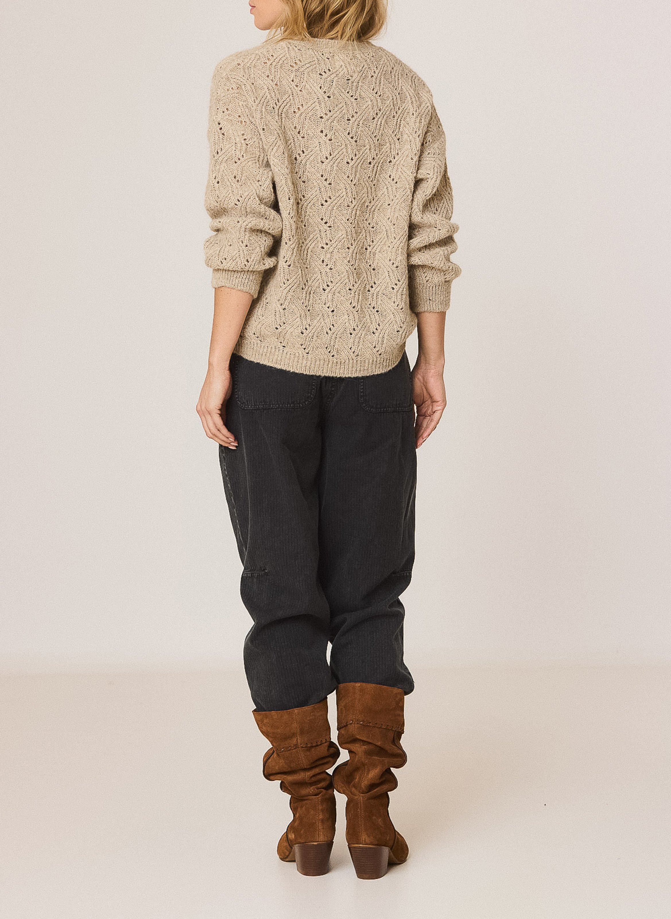 Oversized open-work sweater INDI & COLD Beige