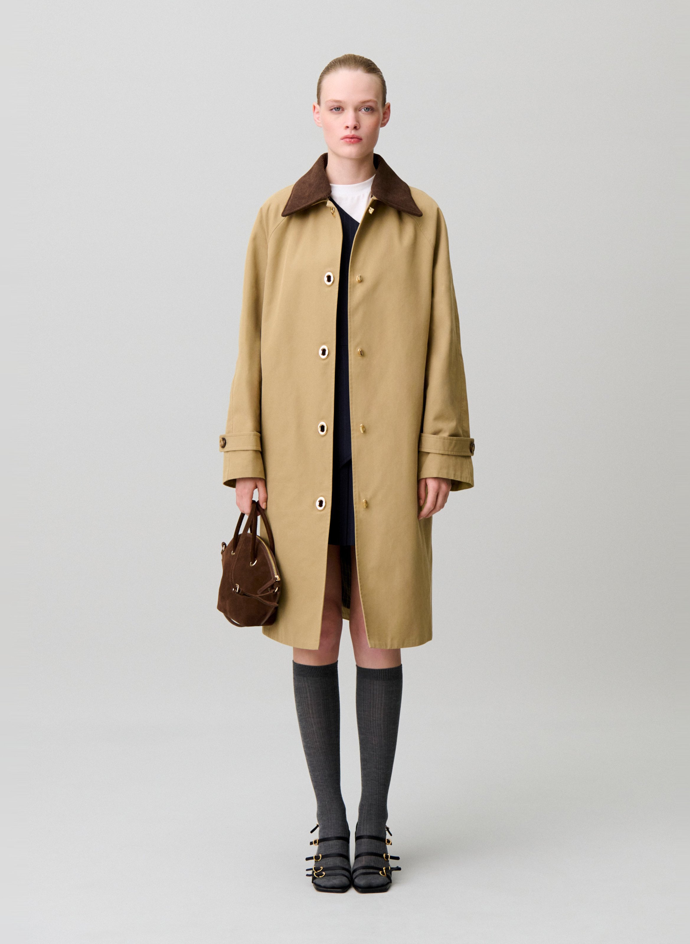 Rechte trenchcoat | katoenblend CLAUDIE PIERLOT Beige