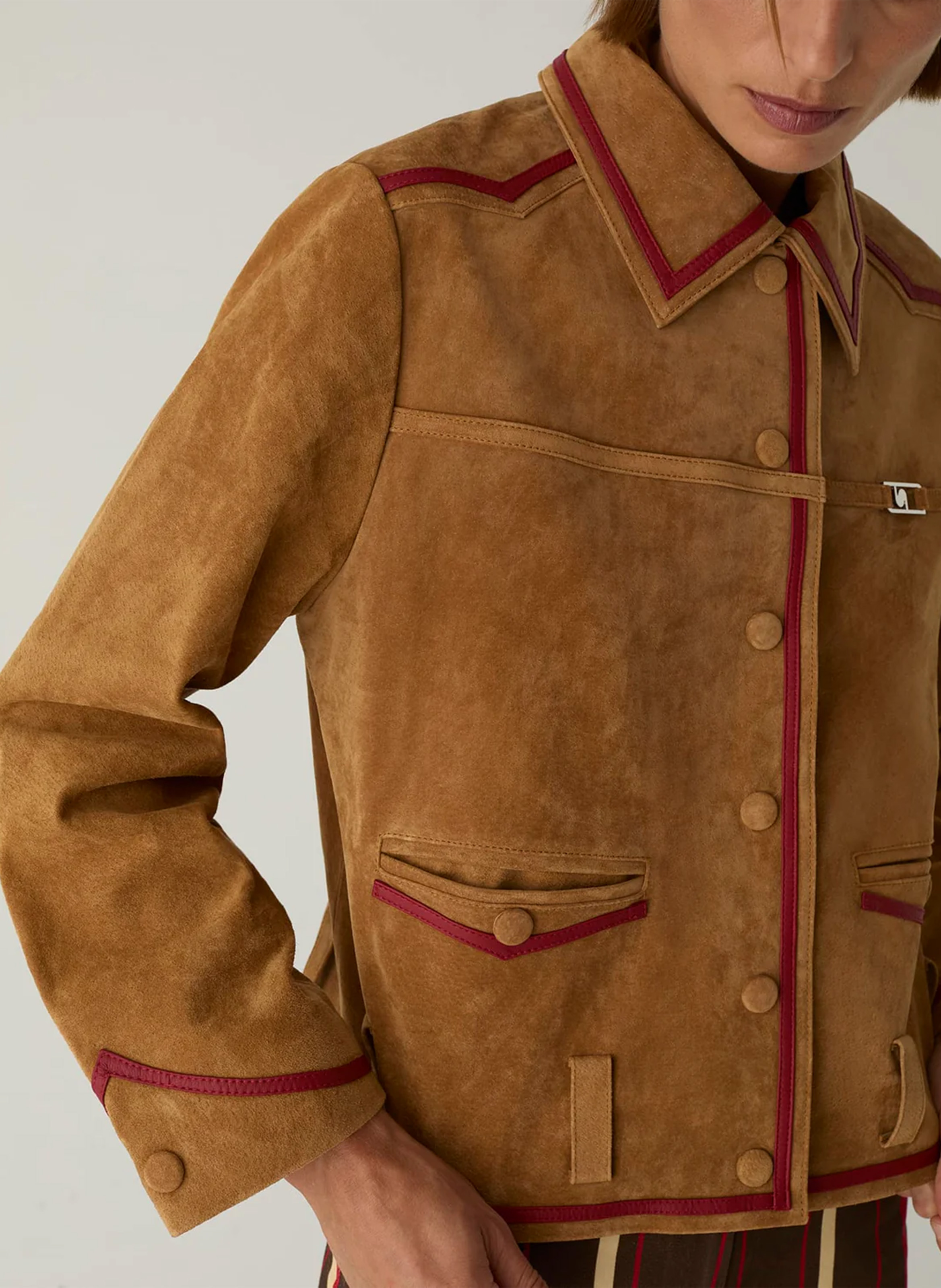 Straight classic collar velvet jacket LAAGAM Beige