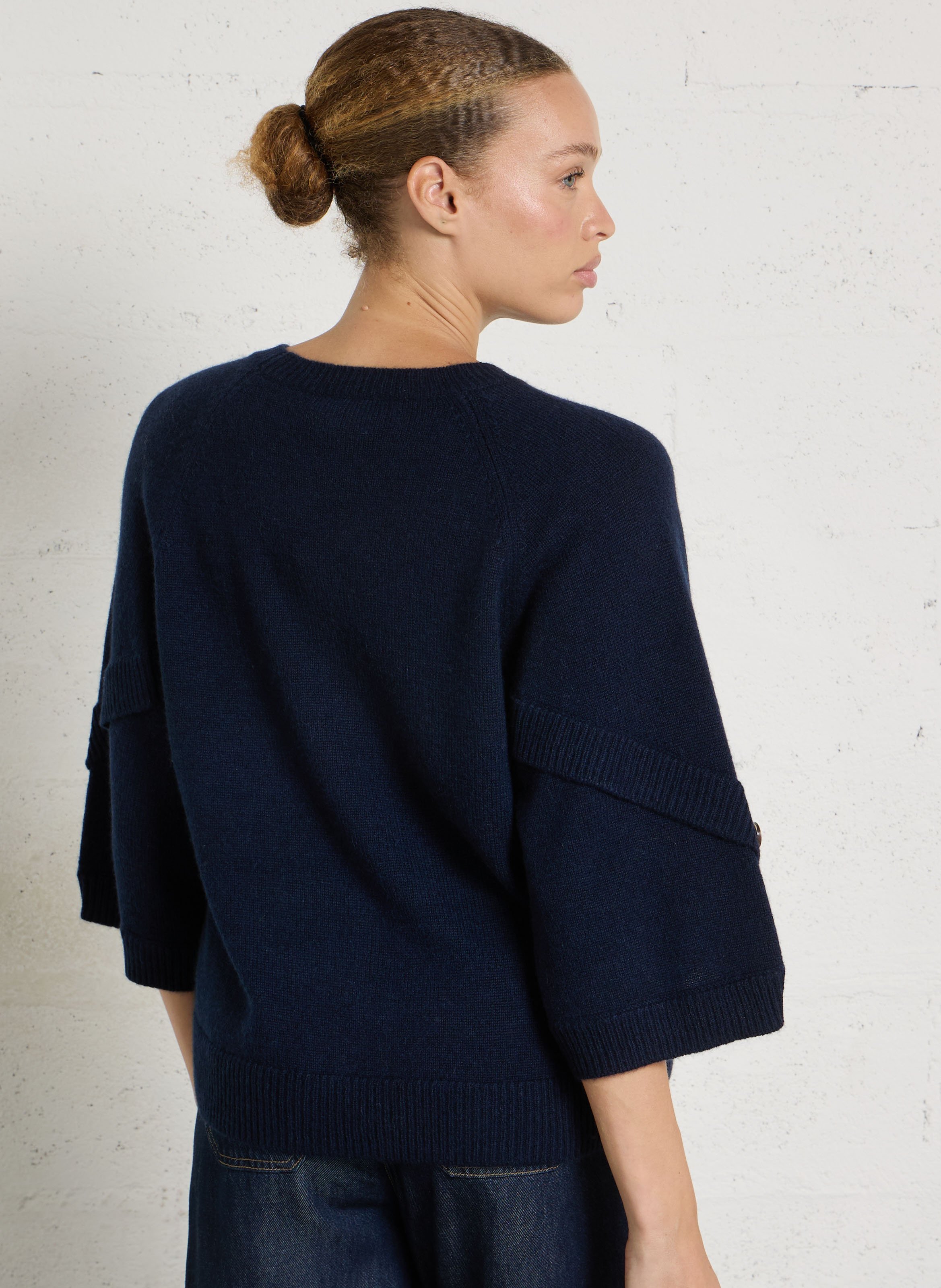 Pull droit à col rond en cachemire MAISON 123 Bleu