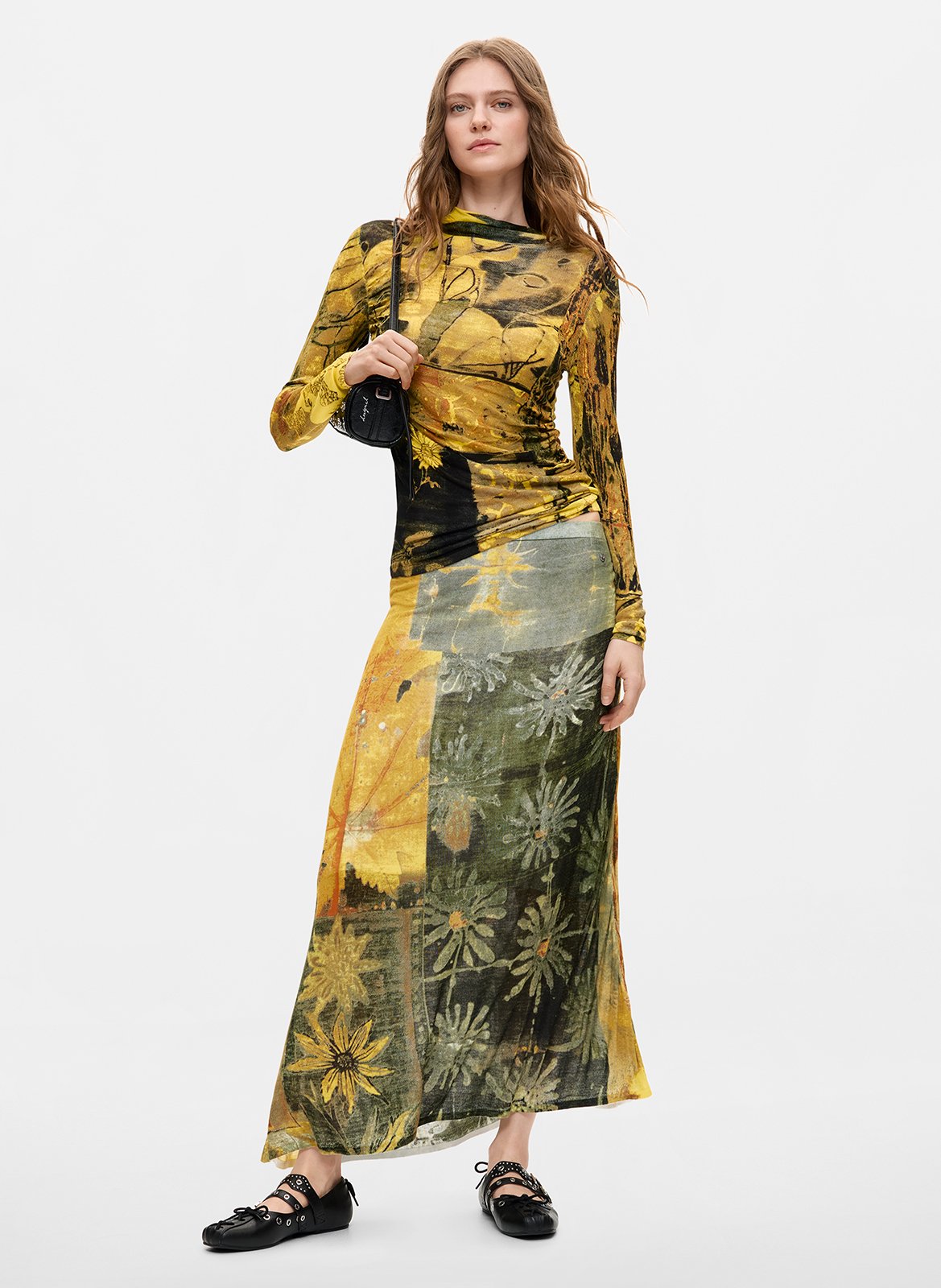Printed long skirt DESIGUAL Green