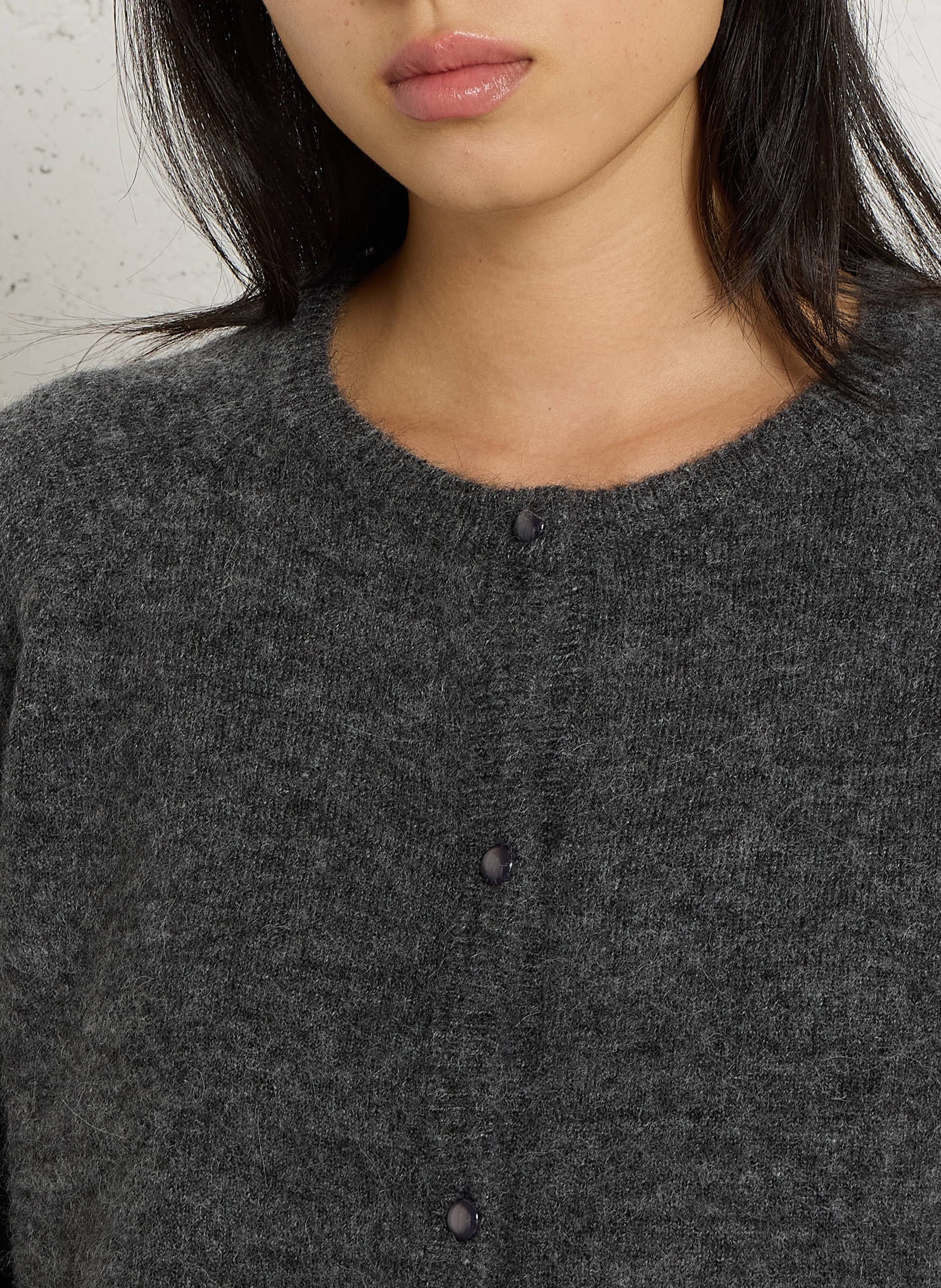 Korte knoopsluiting vest met lange mouwen LEON & HARPER Grijs