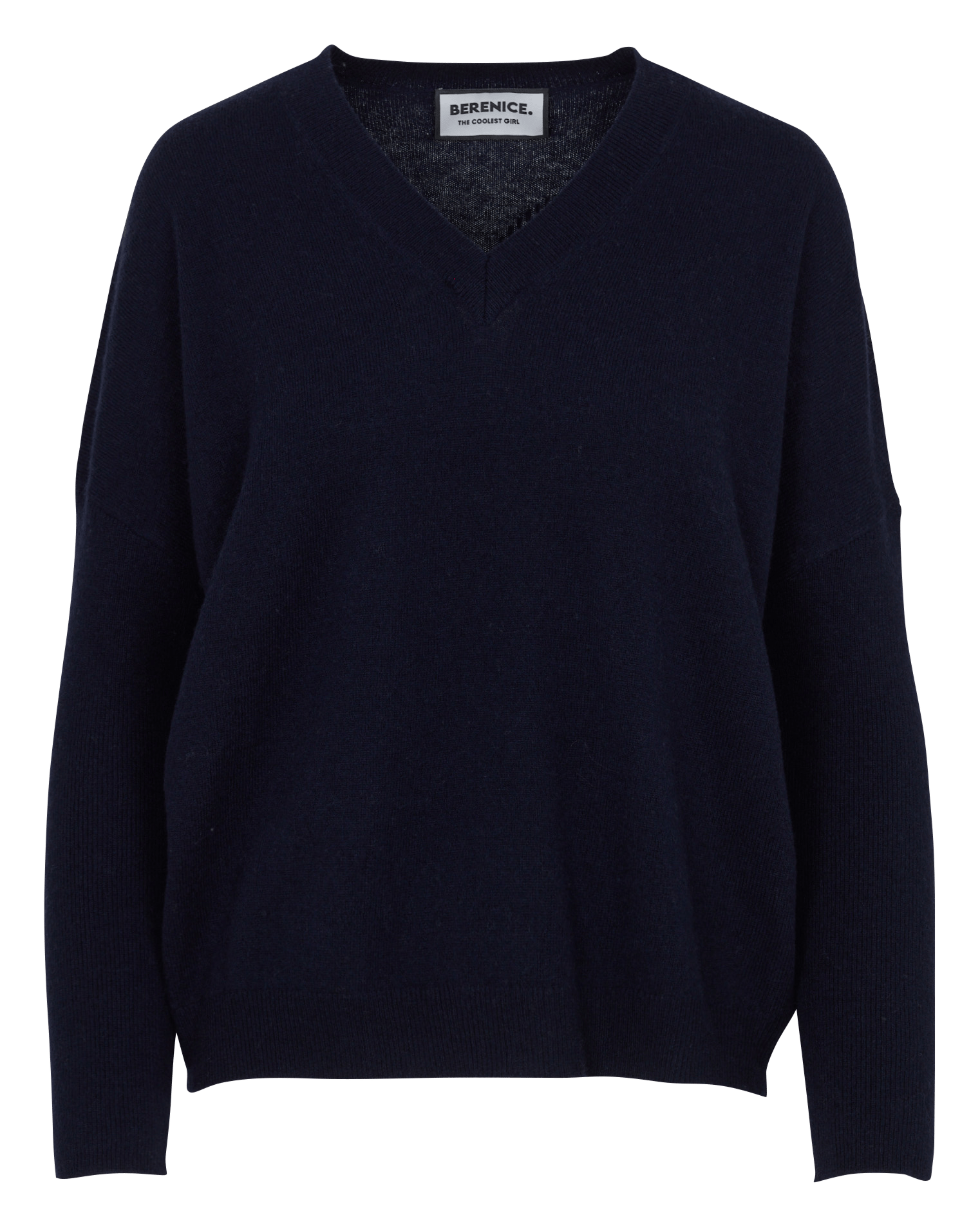 Pull ample col V à studs en laine BERENICE Bleu