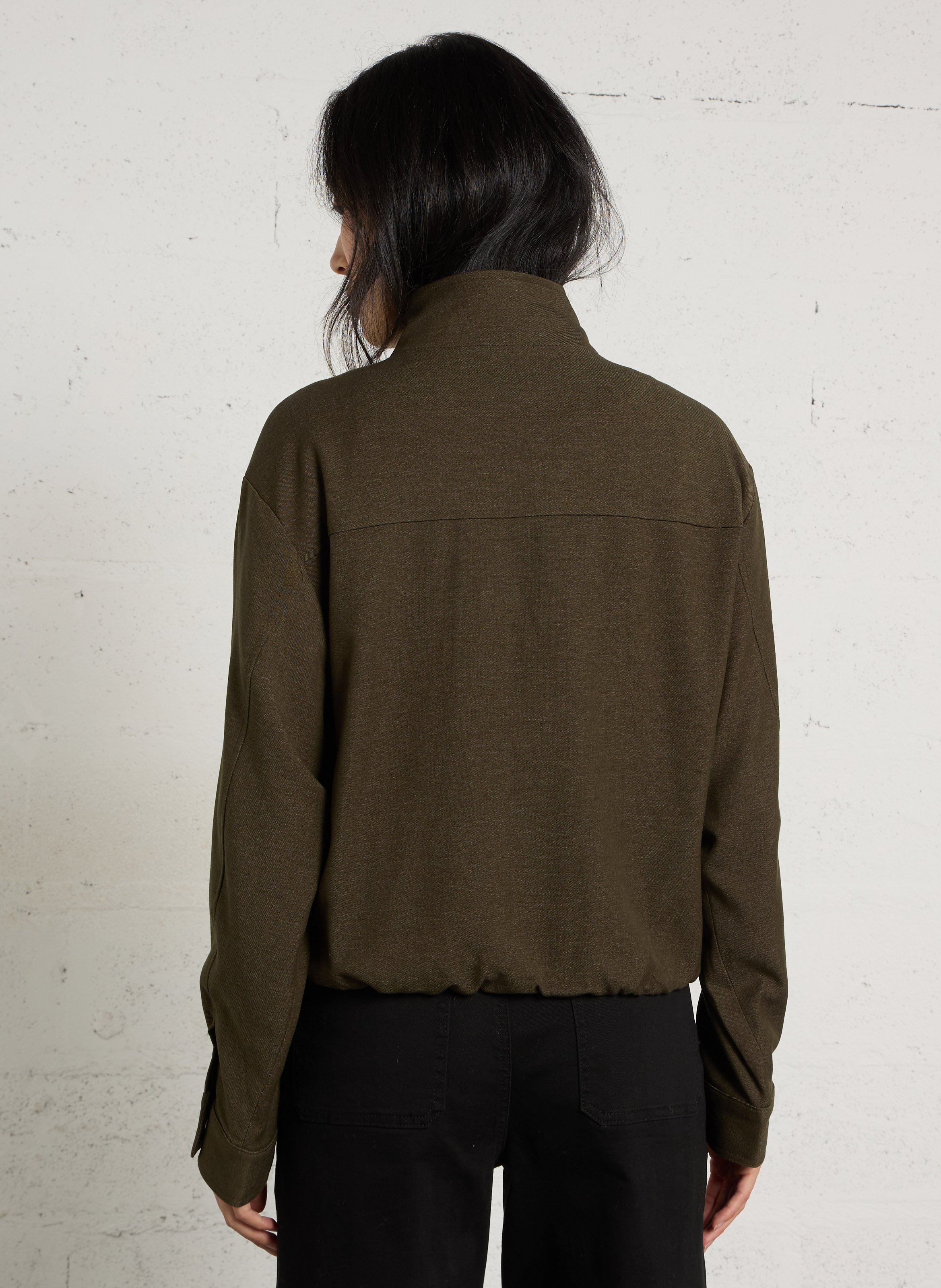 Plain buttoned high-neck jacket LA PETITE ETOILE Khaki