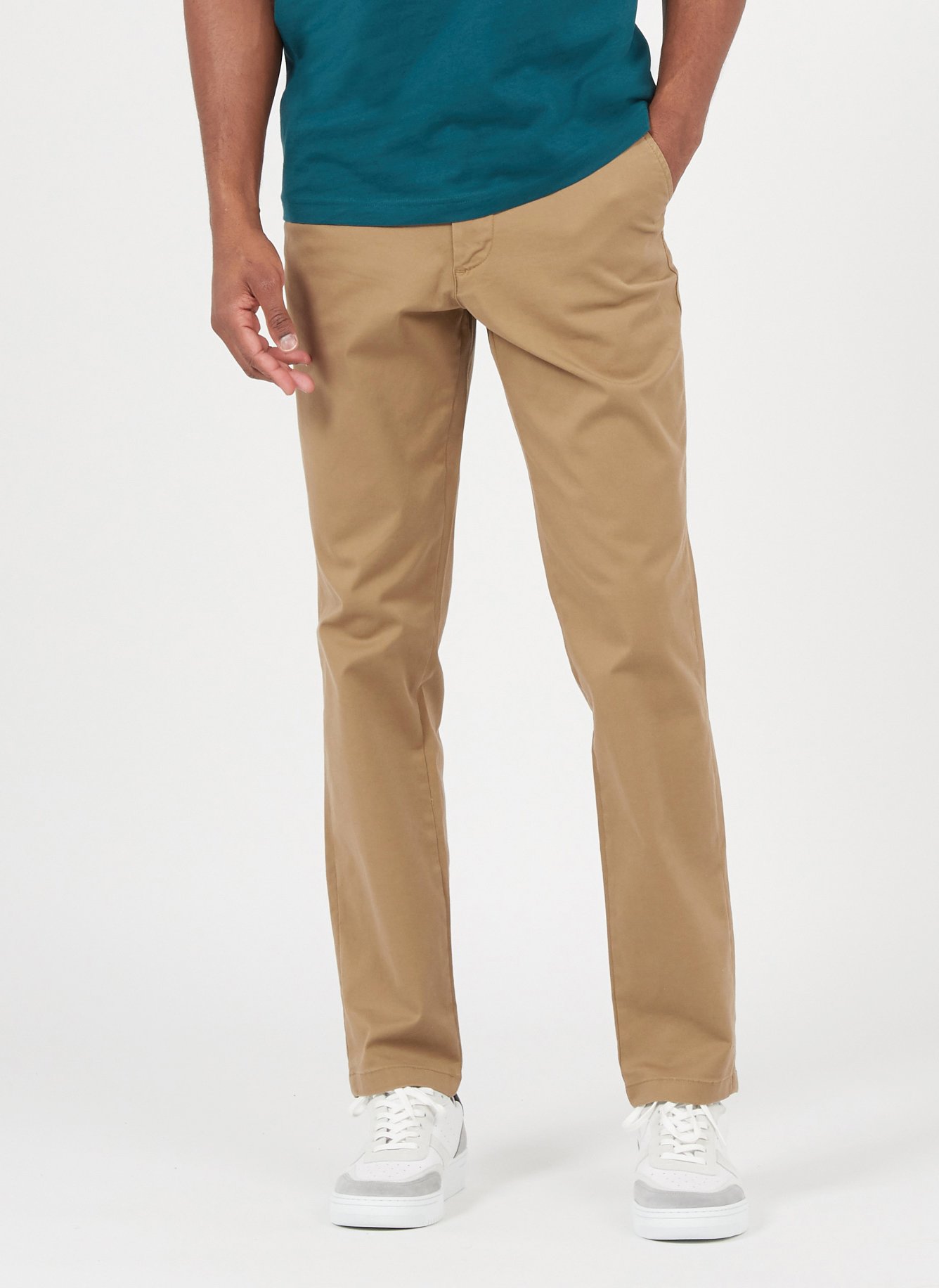 Pantalon slim en coton organique SELECTED Marron