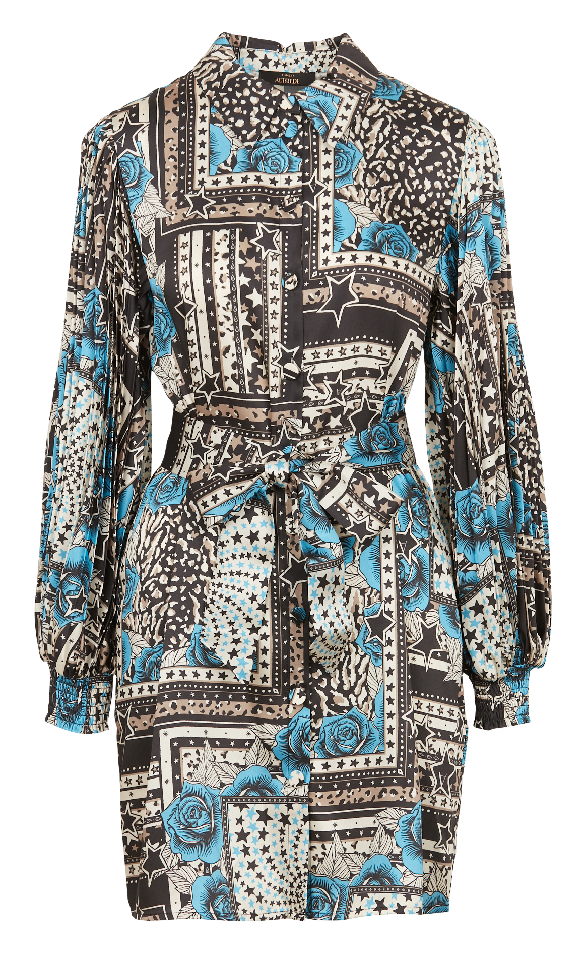 Straight-cut printed shirt dress TWINSET Blue